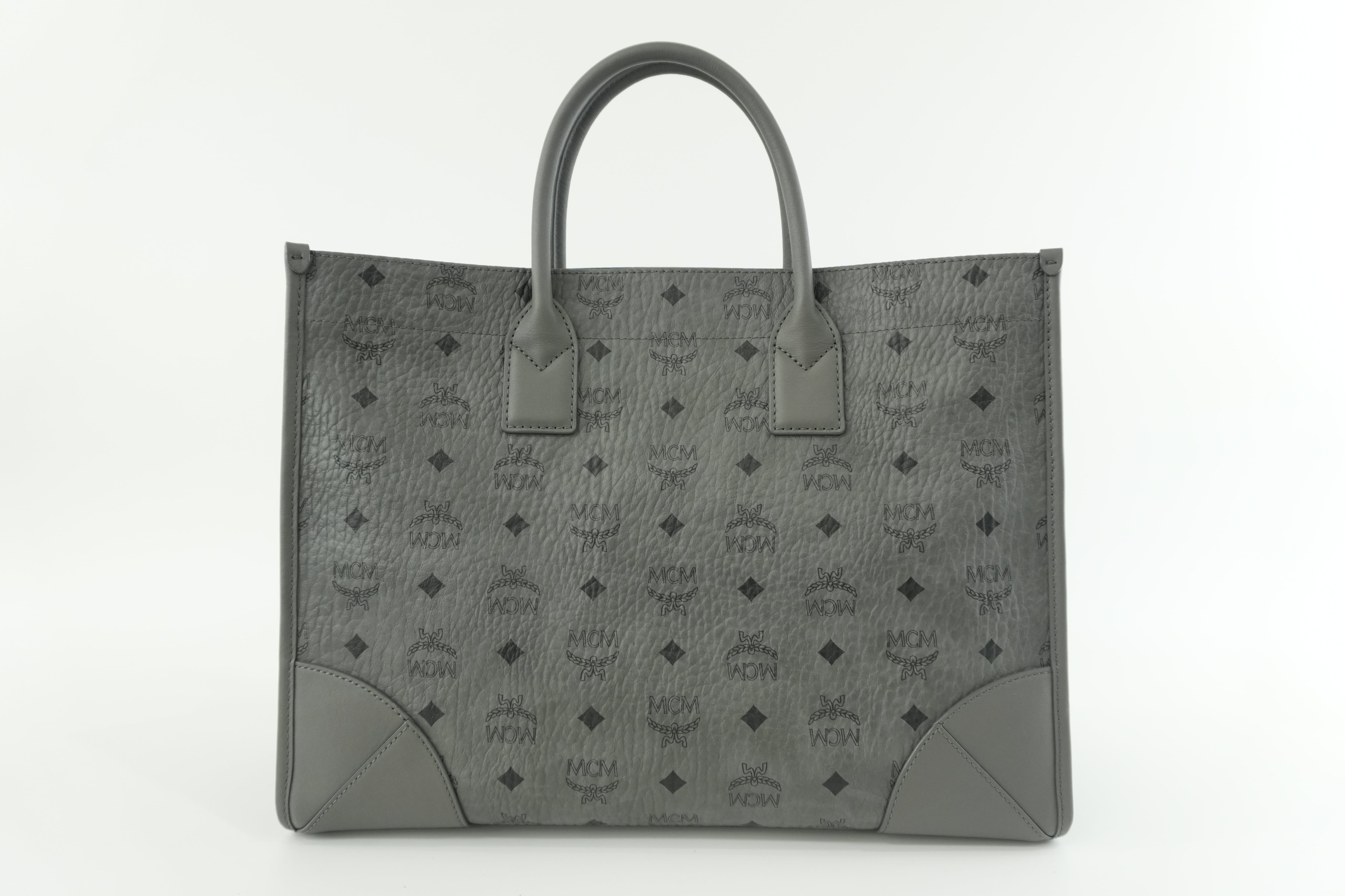 MCM Two Way Tote Bag Gray Used