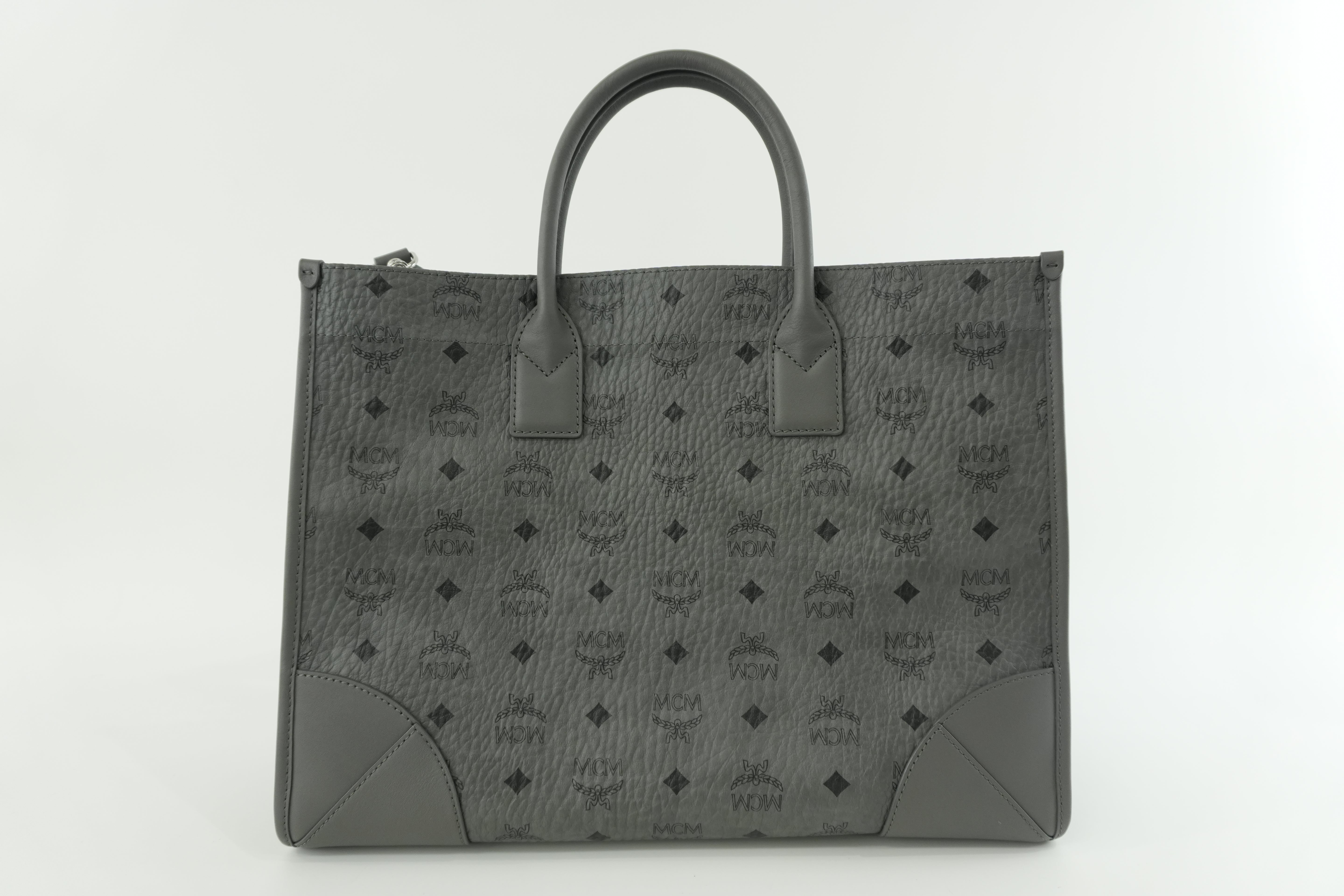 MCM Two Way Tote Bag Gray Used