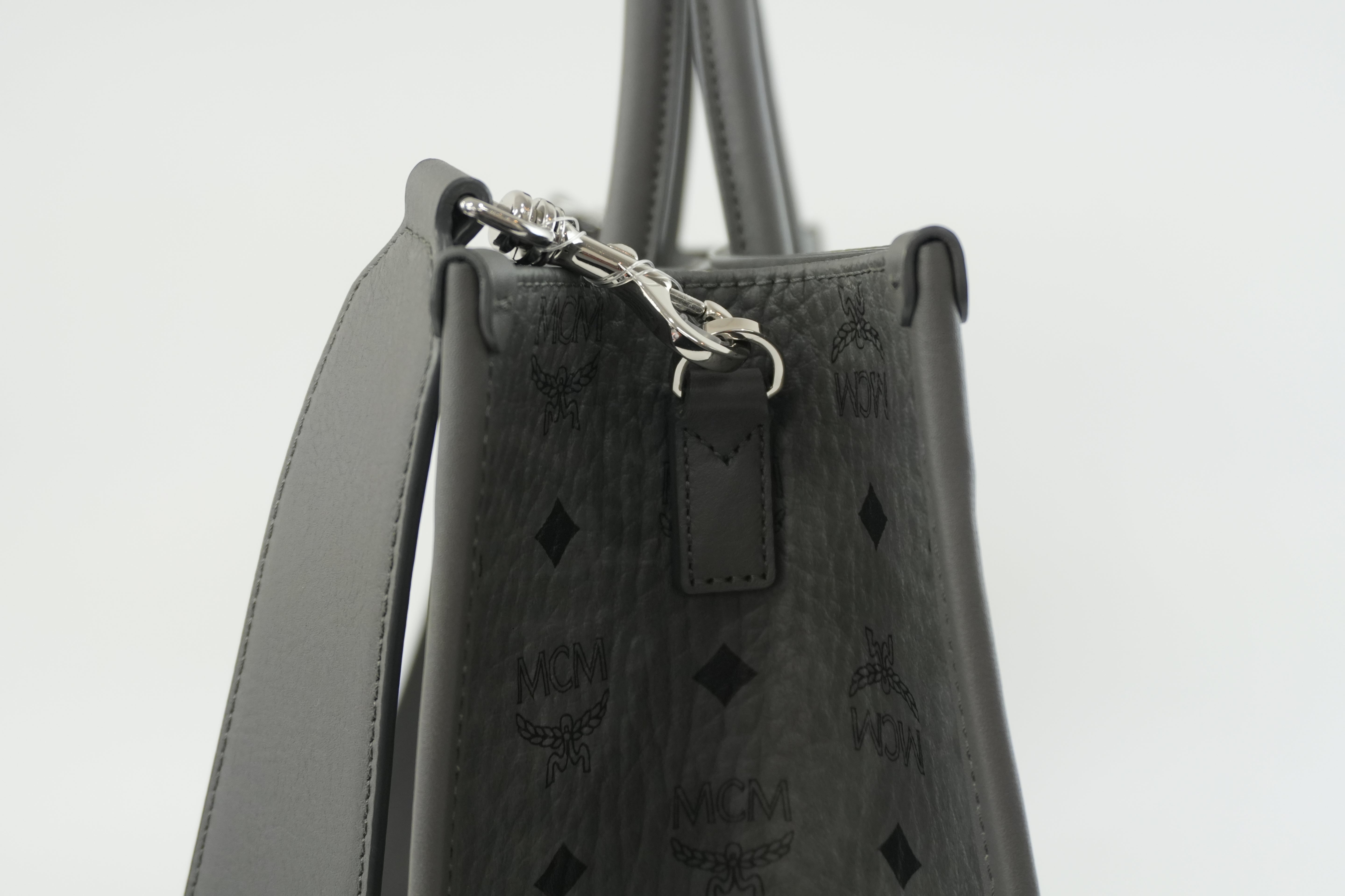 MCM Two Way Tote Bag Gray Used