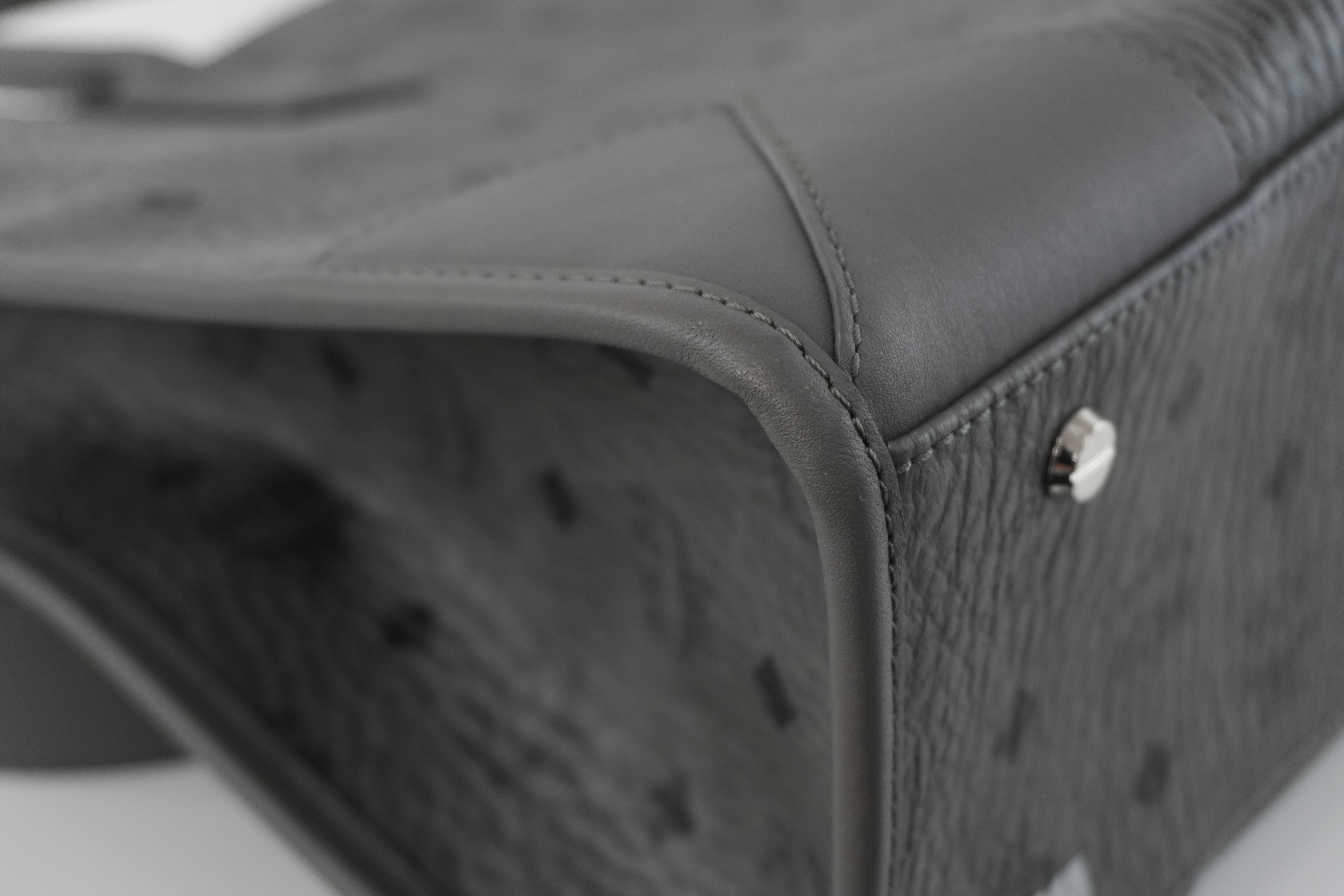 MCM Two Way Tote Bag Gray Used