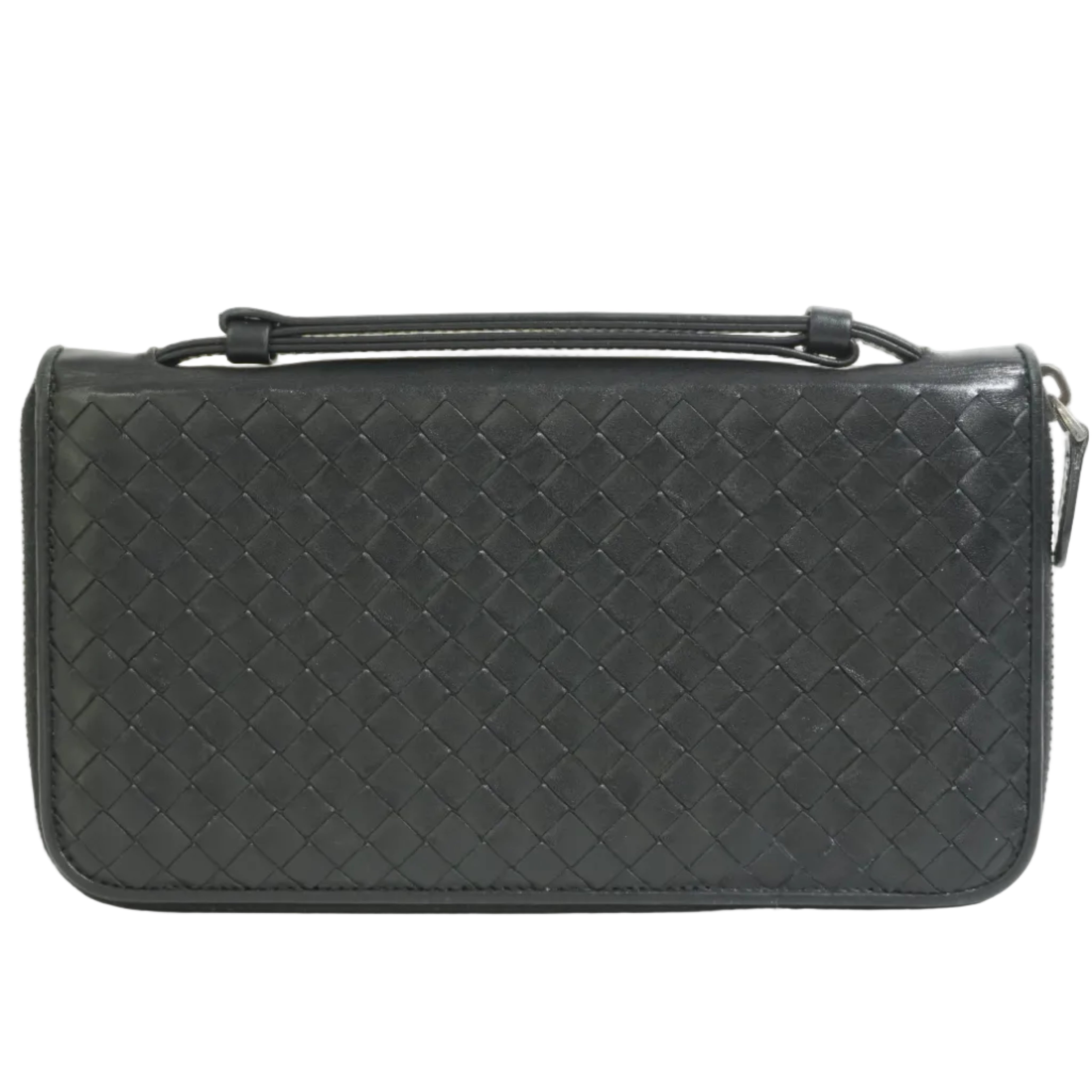 Pre-owned Bottega Calfskin Leather Organizer Wallet Black