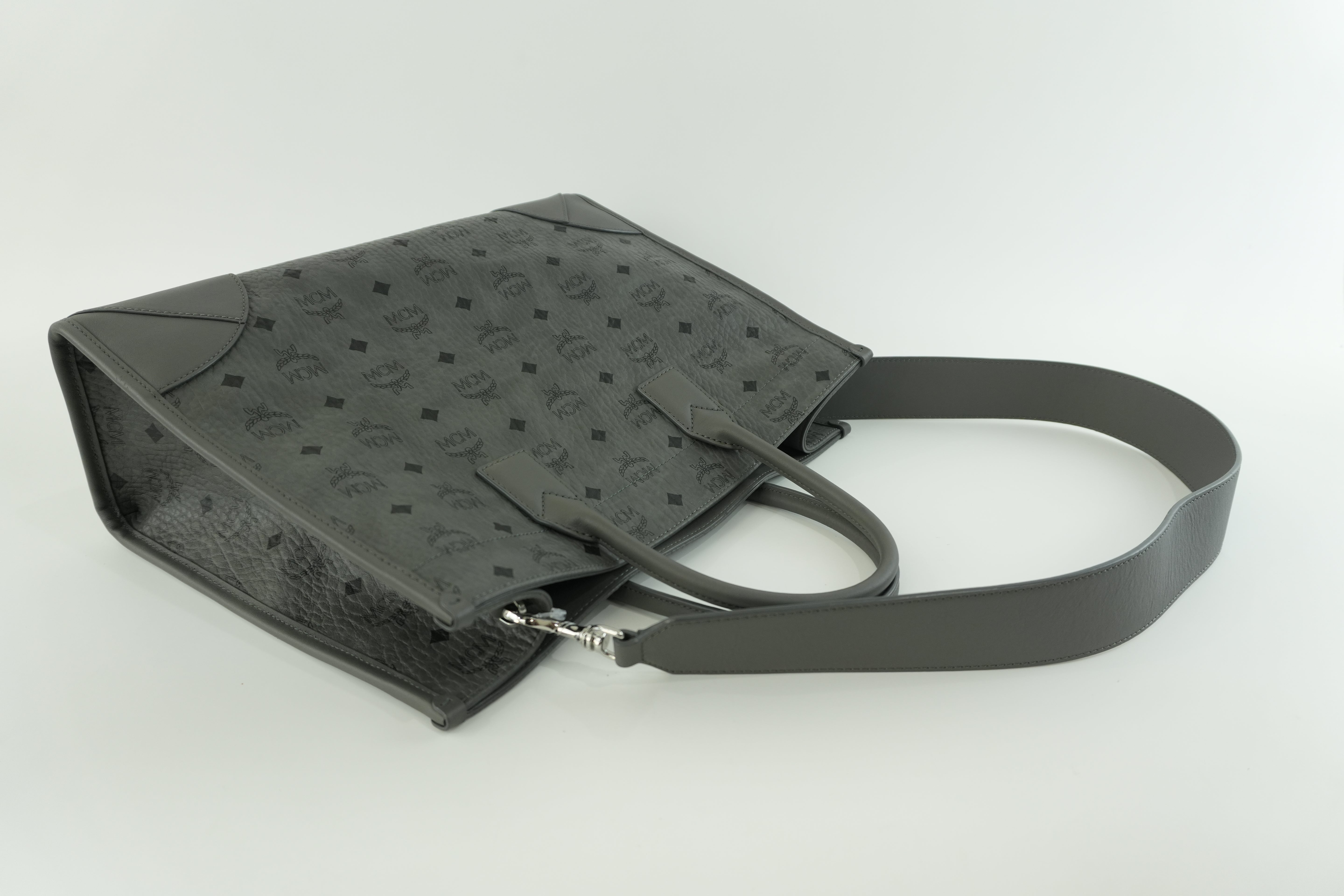 MCM Two Way Tote Bag Gray Used