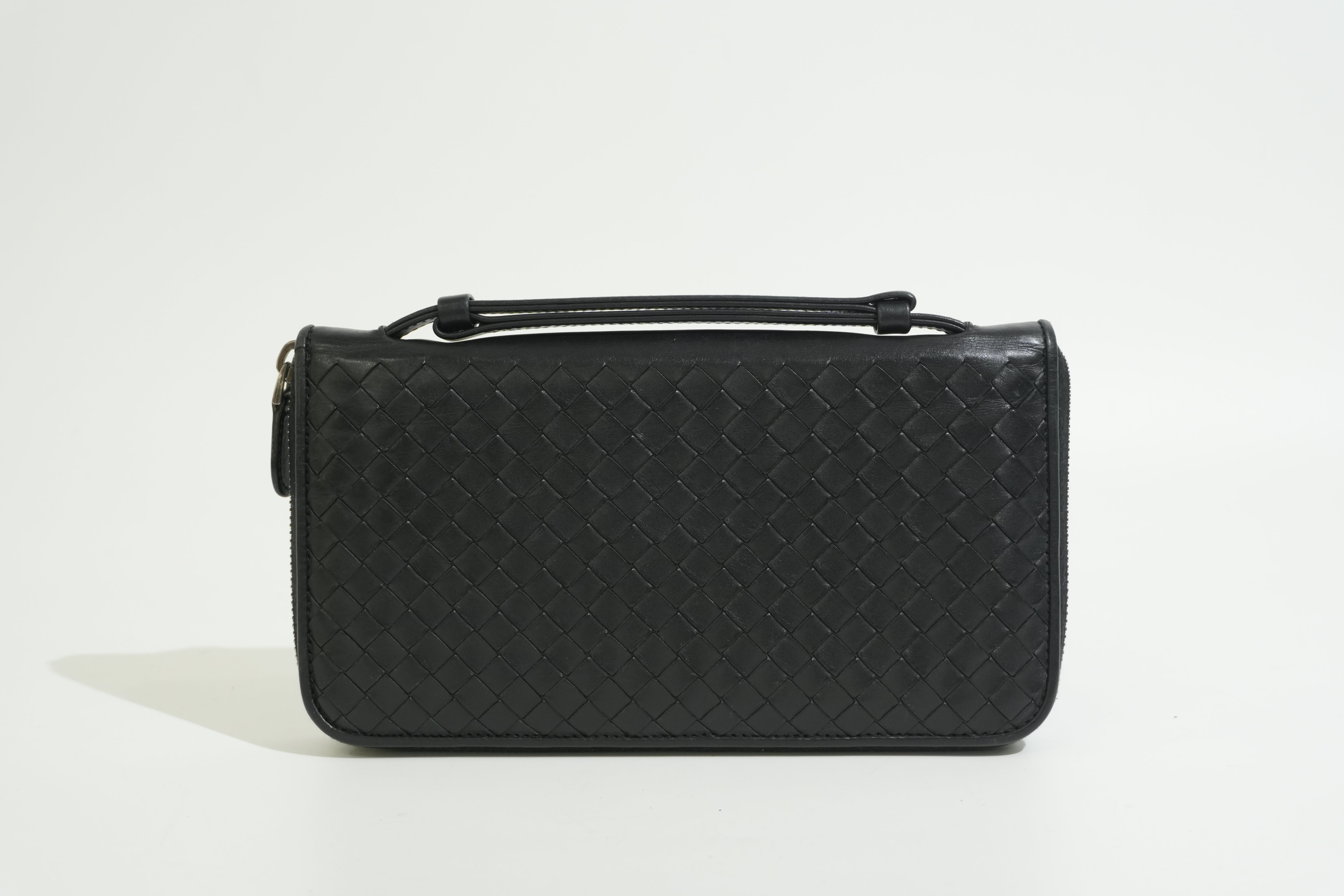 Pre-owned Bottega Leather Organizer Wallet Black
