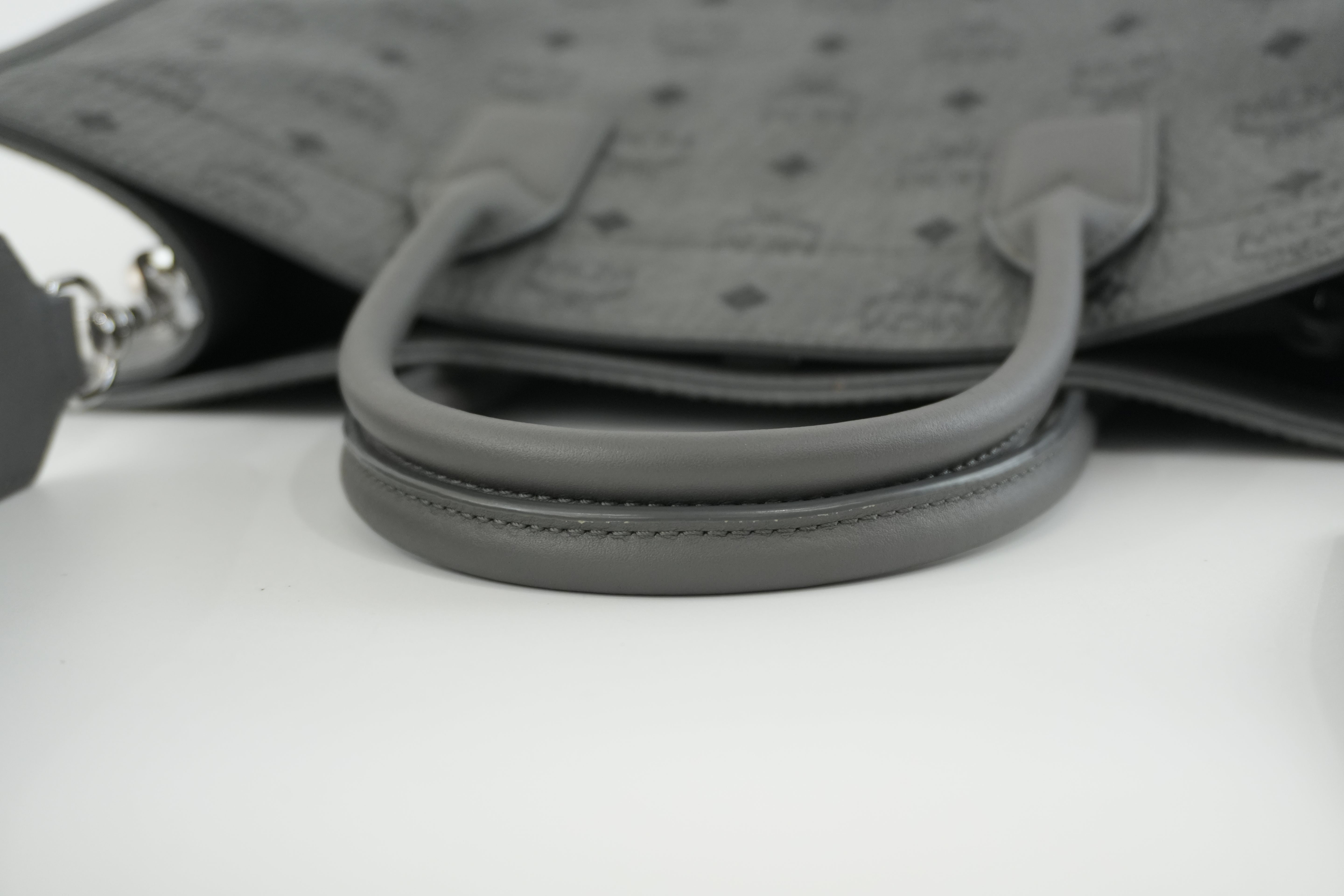 MCM Two Way Tote Bag Gray Used