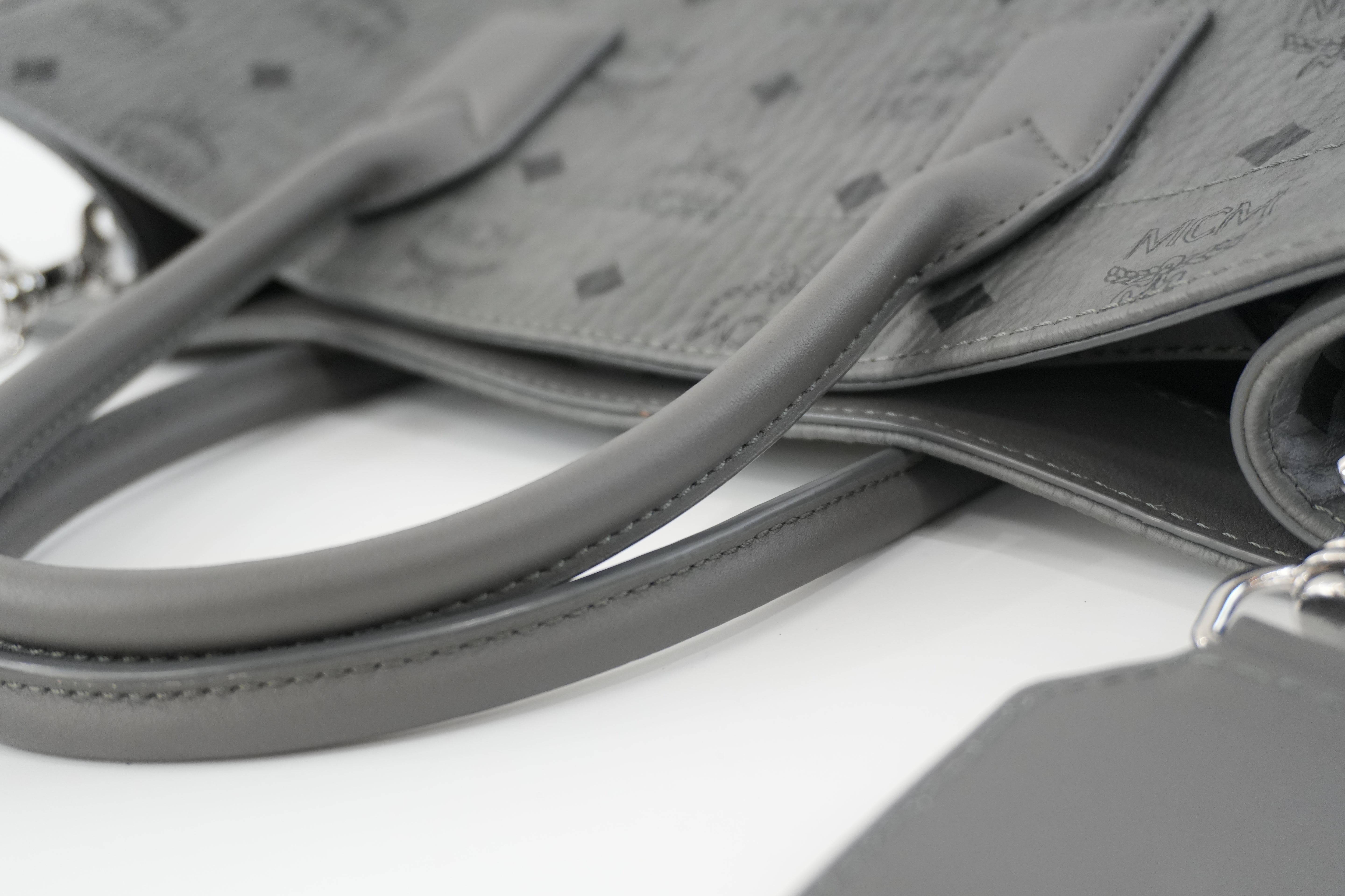 MCM Two Way Tote Bag Gray Used