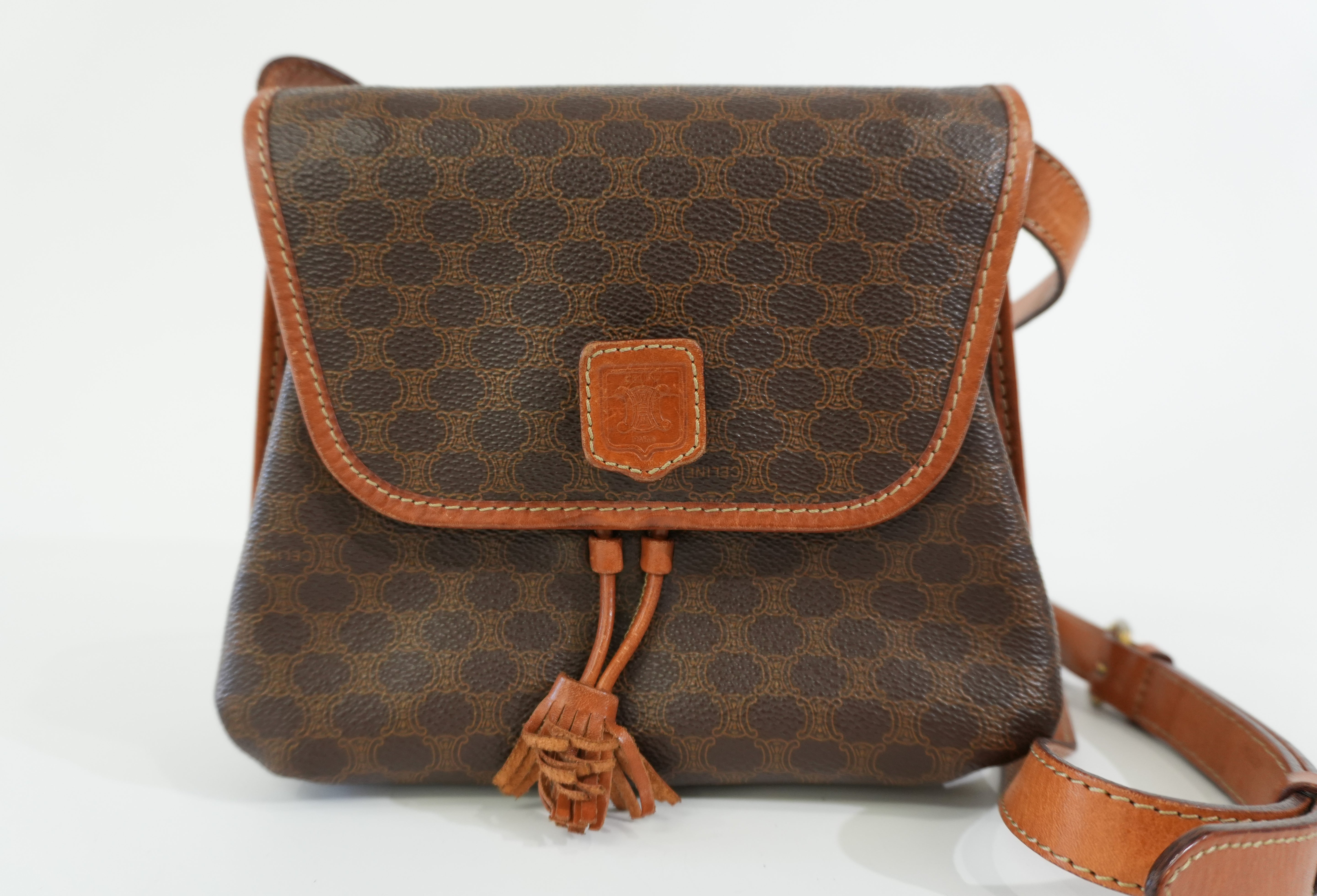 Pre-owned Celine Macadam Shoulder Bag Brown