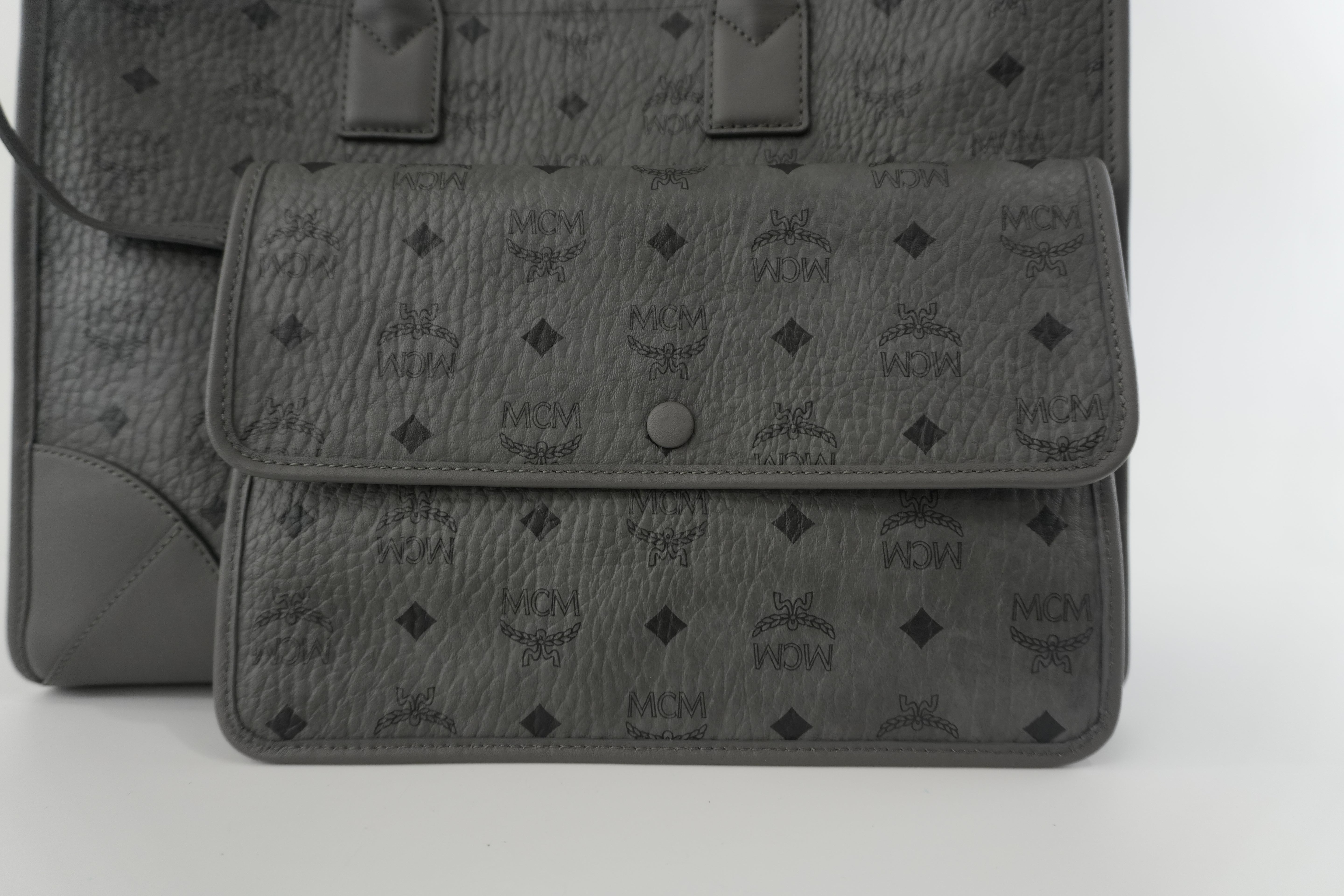 MCM Two Way Tote Bag Gray Used