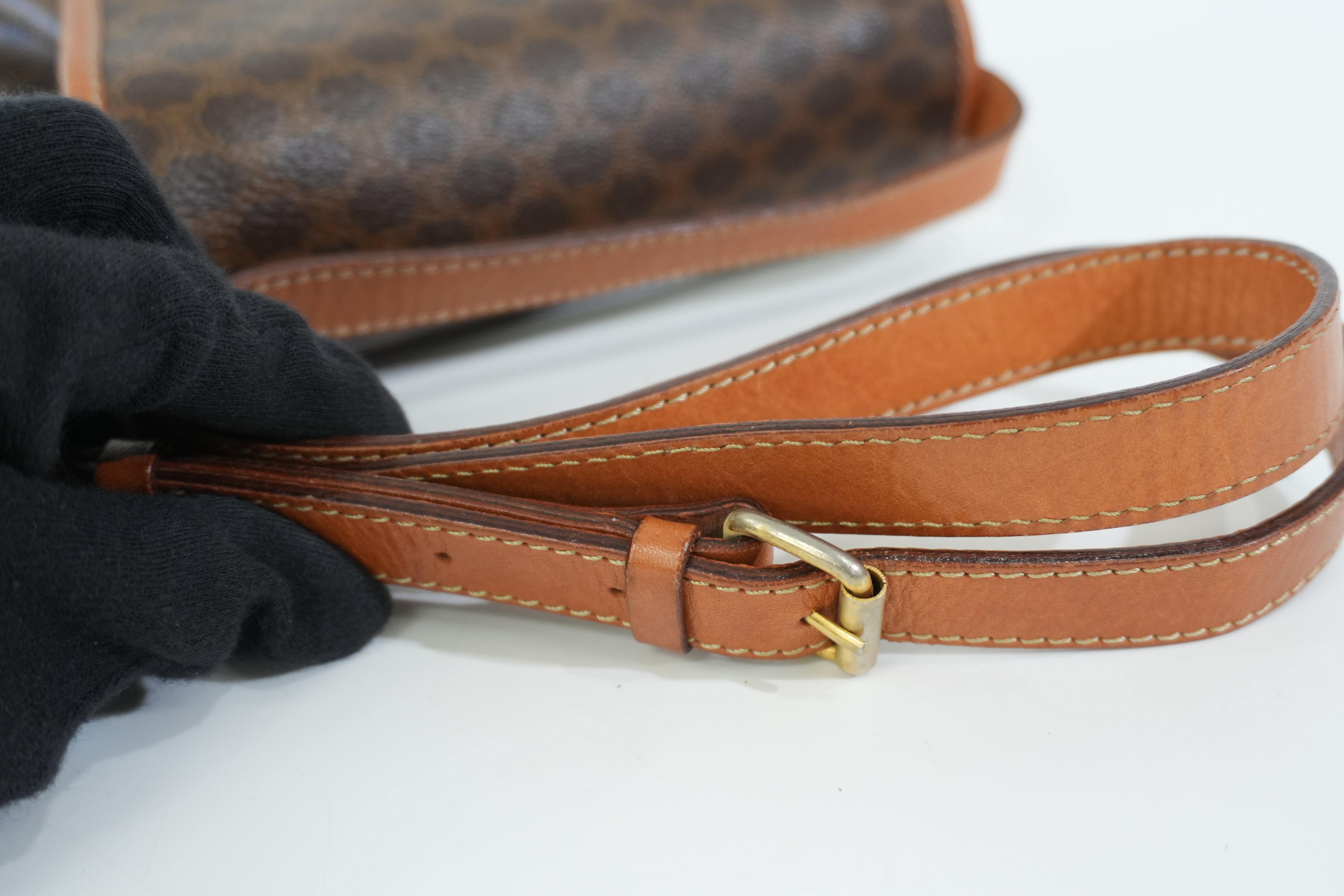 Pre-owned Celine Macadam Shoulder Bag Brown