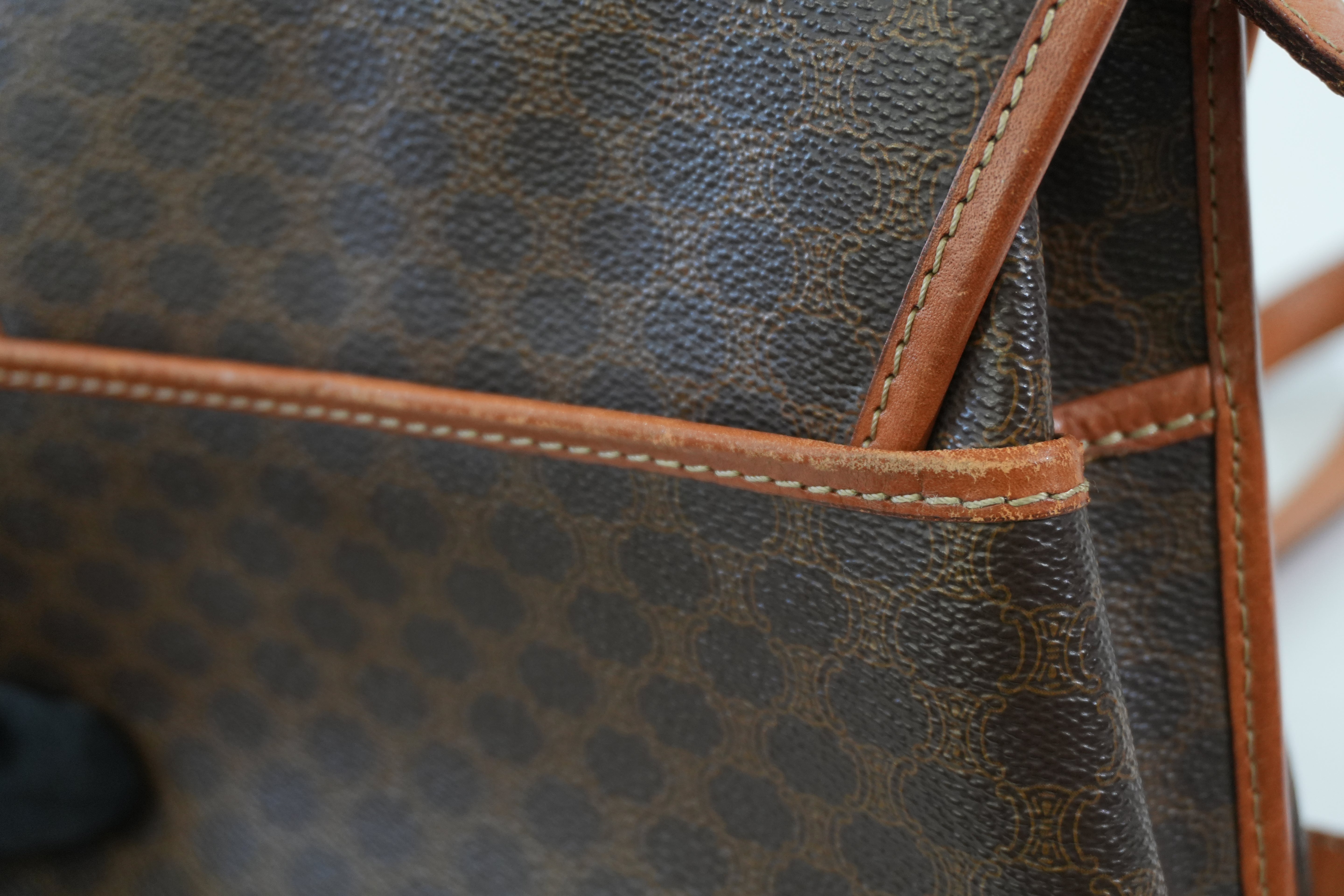 Pre-owned Celine Macadam Shoulder Bag Brown