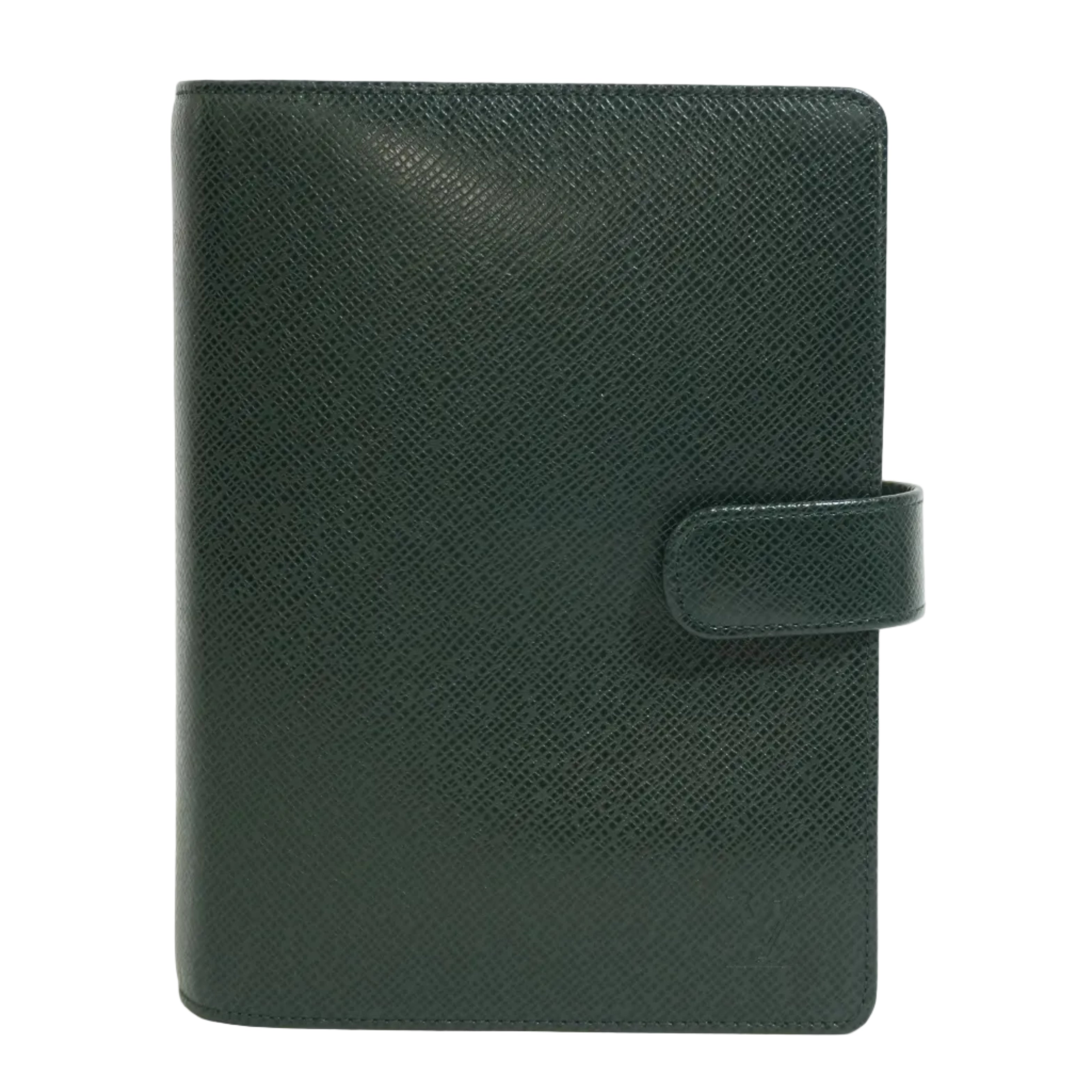 Pre-owned Louis Vuitton Calfskin Leather Taiga Agenda Cover Green