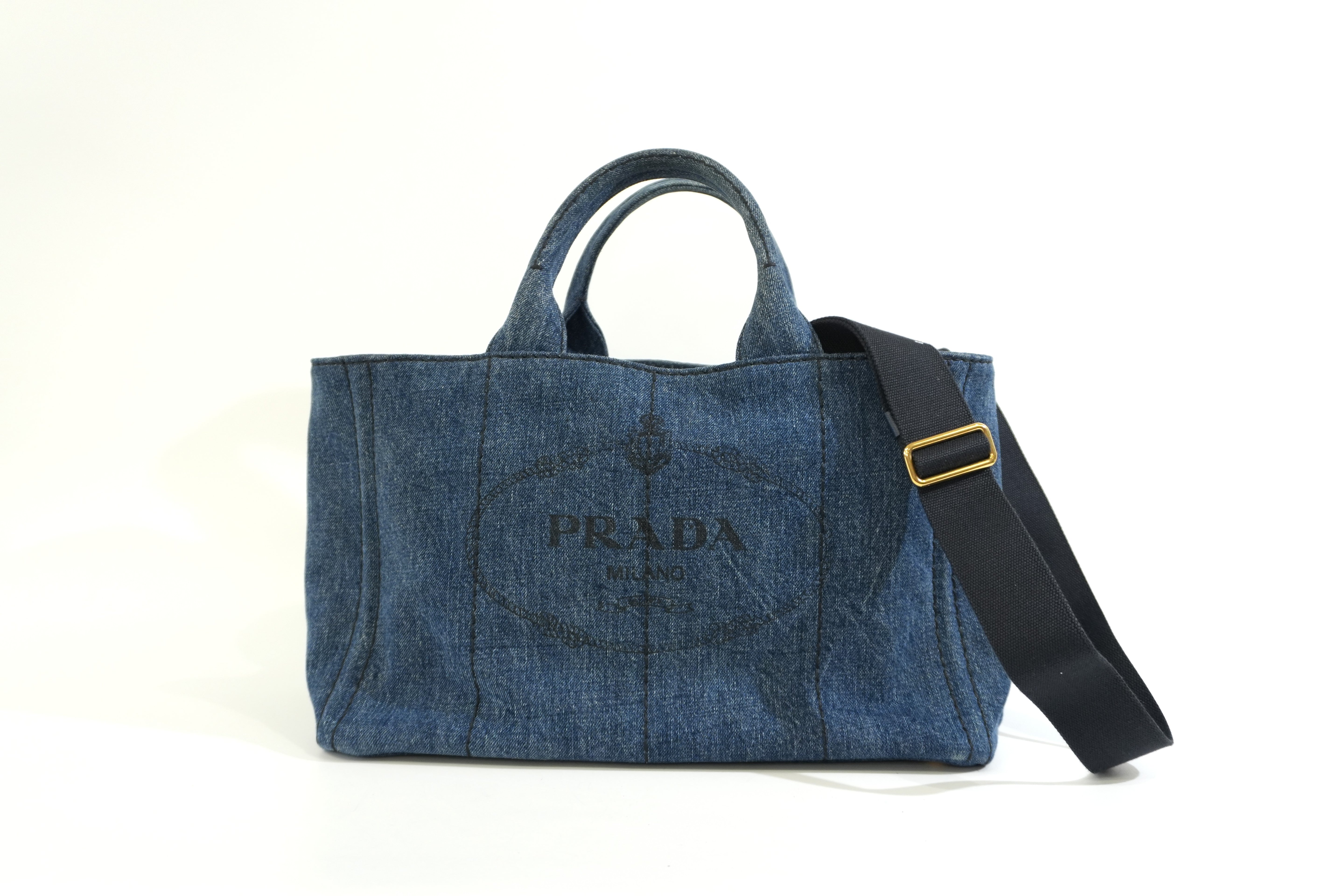 Pre-owned Prada Two Way Canapa Shoulder Bag Denim