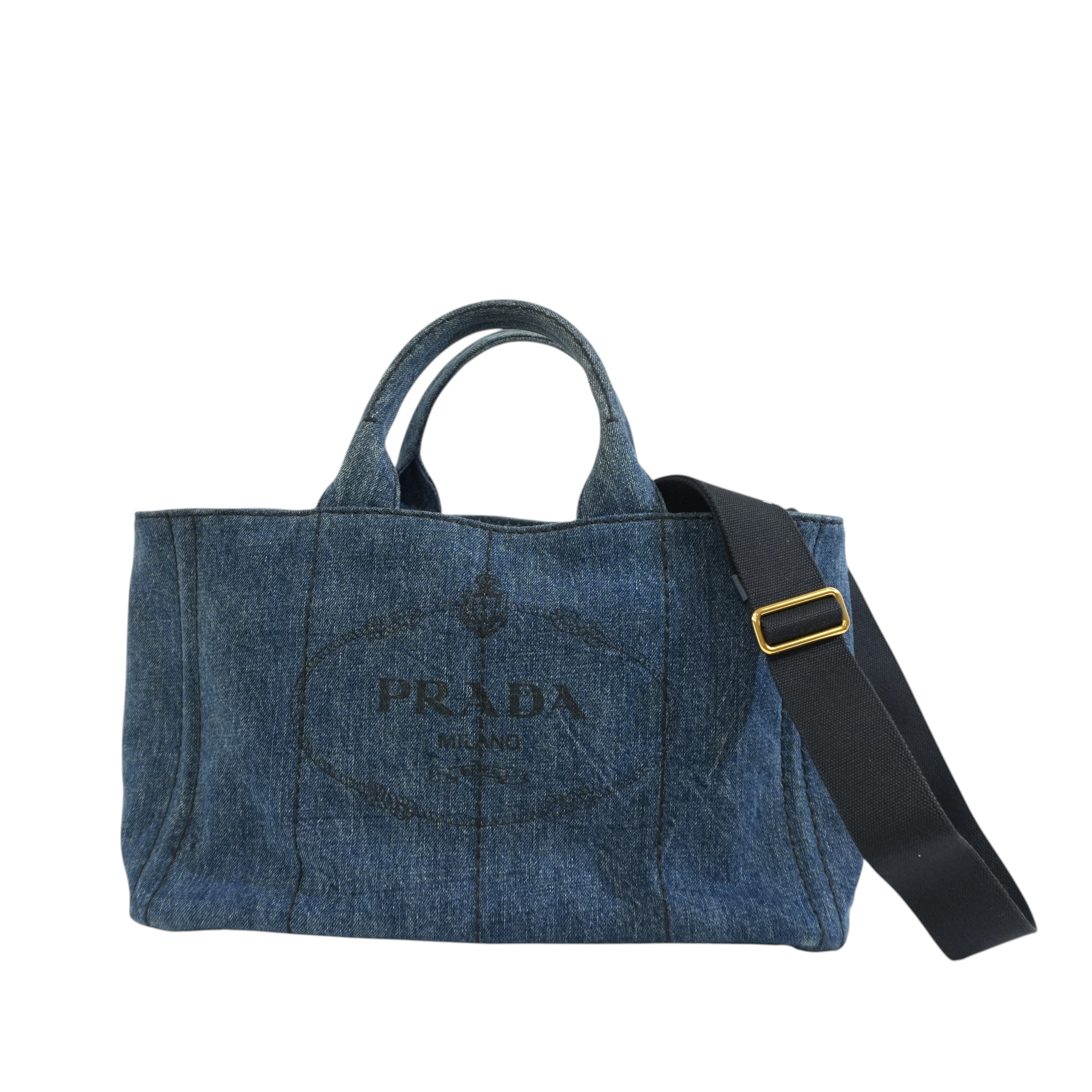 Pre-owned Prada Two Way Canapa Shoulder Bag Denim