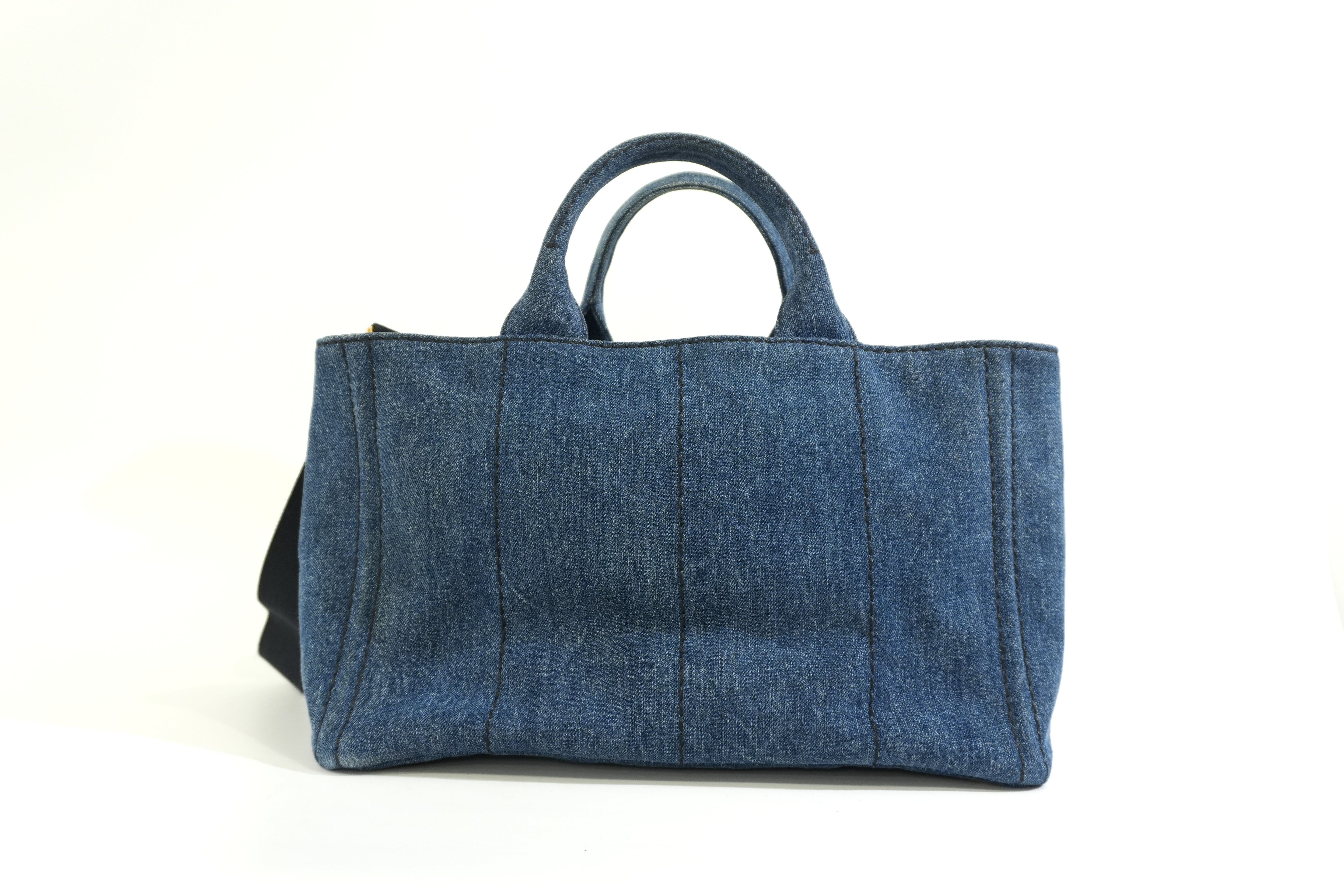 Pre-owned Prada Two Way Canapa Shoulder Bag Denim