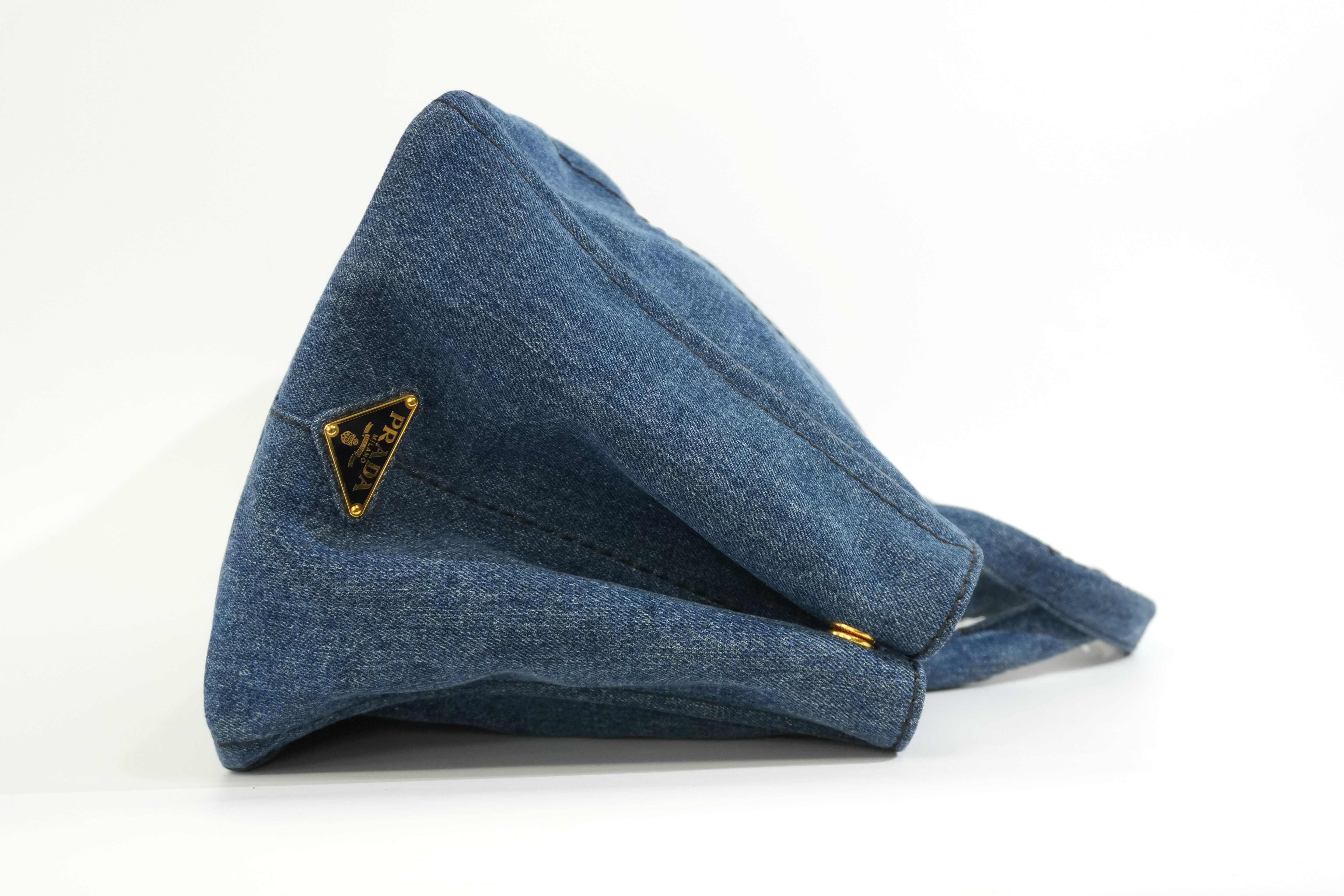 Pre-owned Prada Two Way Canapa Shoulder Bag Denim