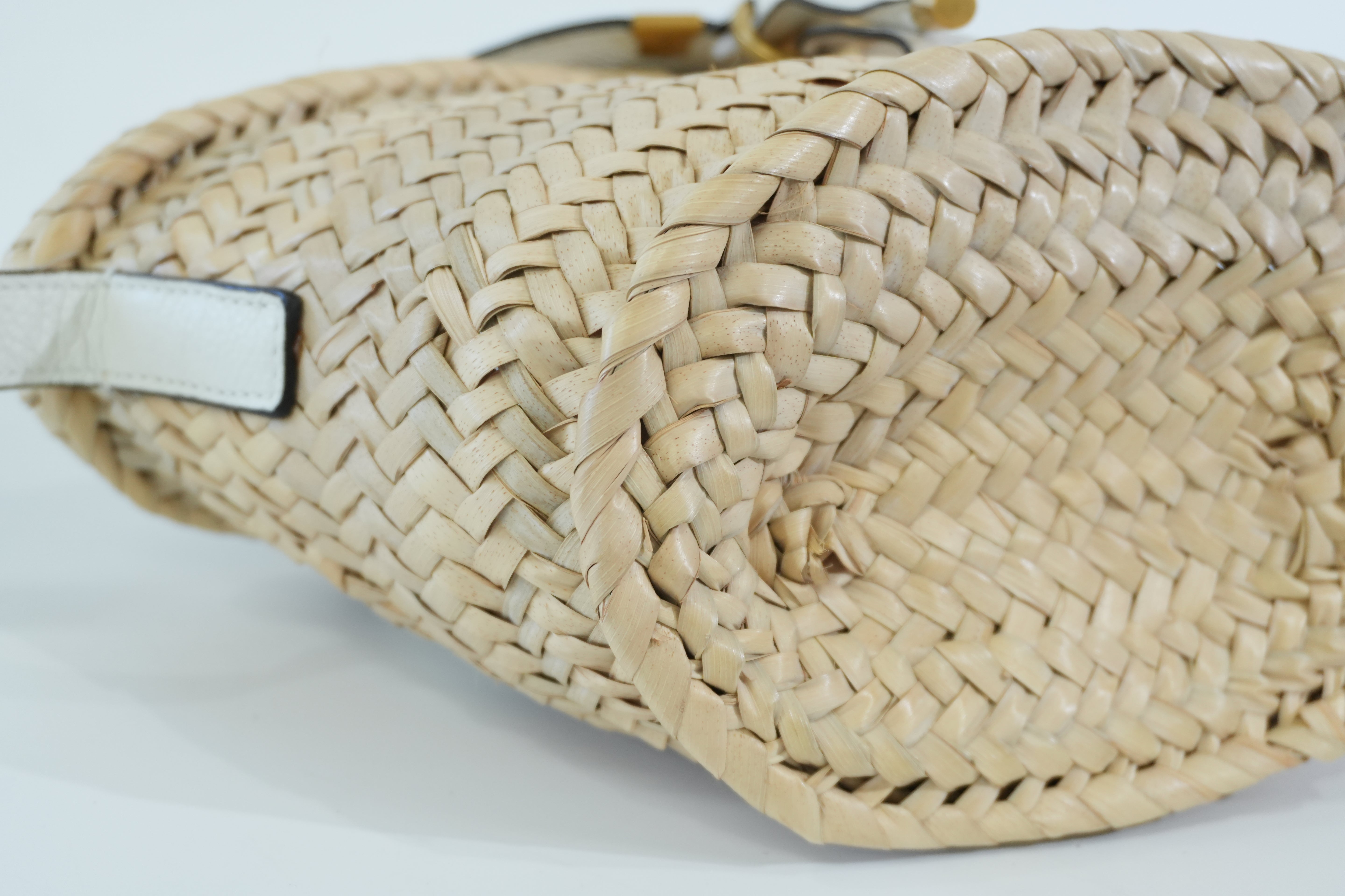 Pre-owned Chloe Raffia Shoulder Bag White