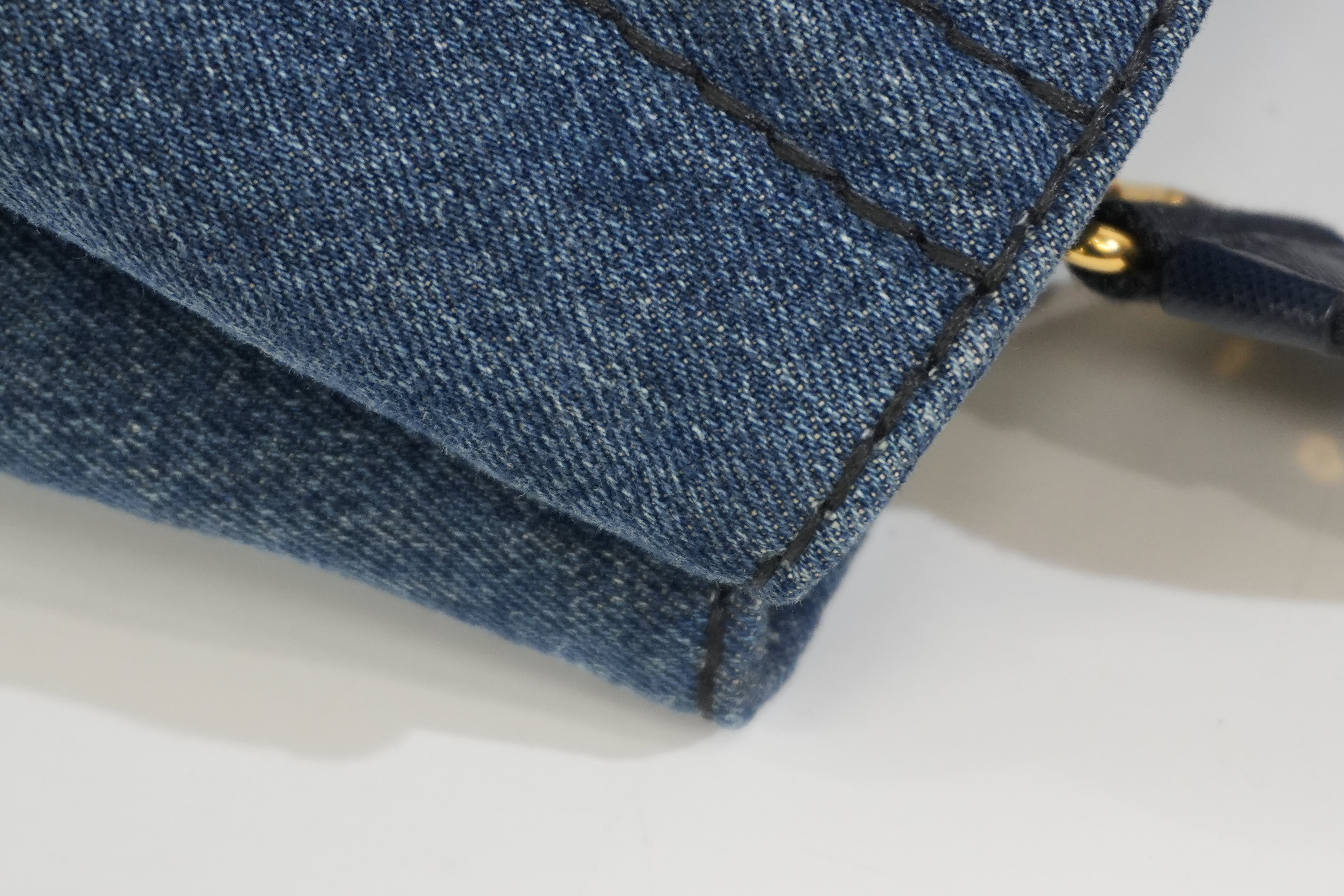 Pre-owned Prada Two Way Canapa Shoulder Bag Denim