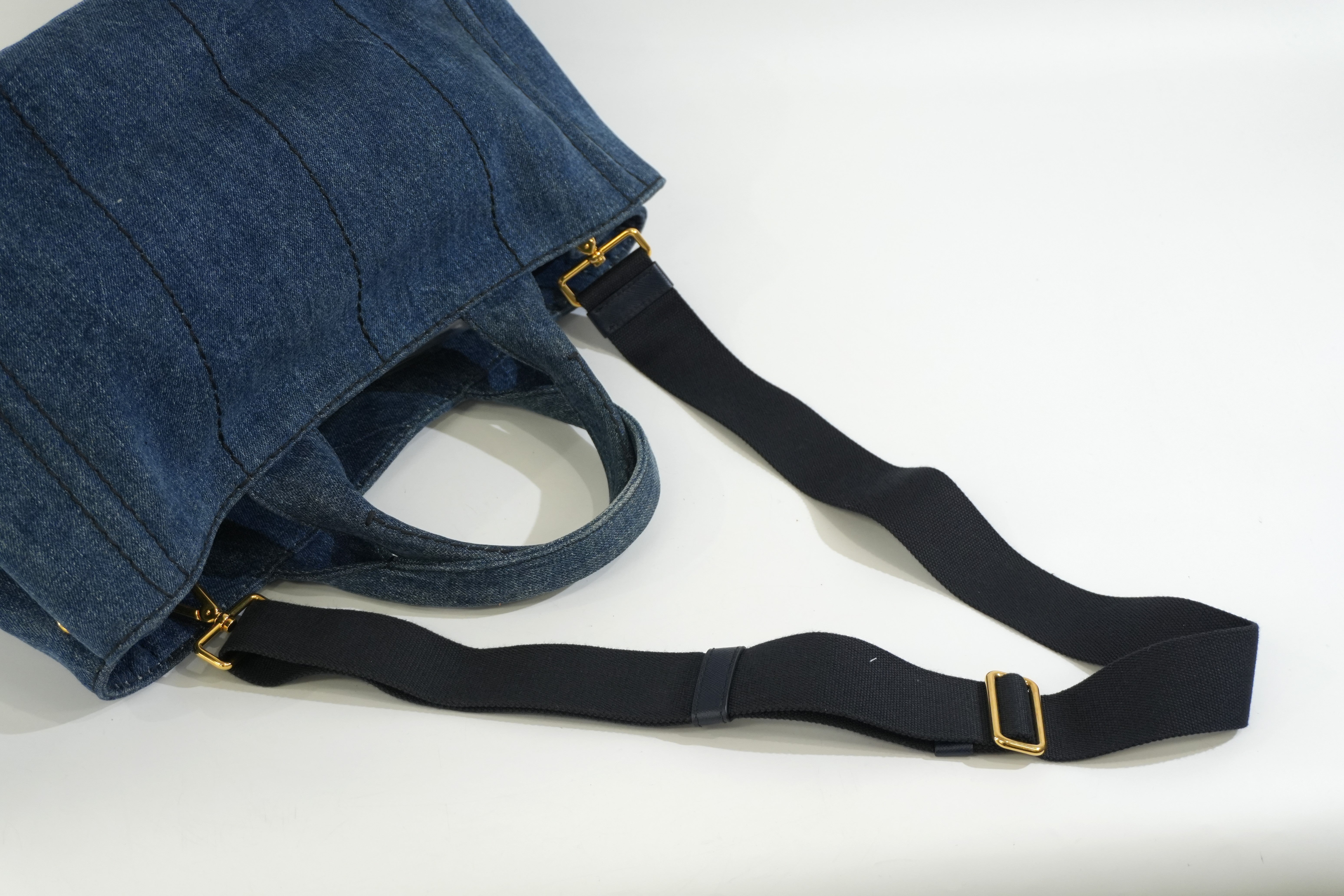 Pre-owned Prada Two Way Canapa Shoulder Bag Denim