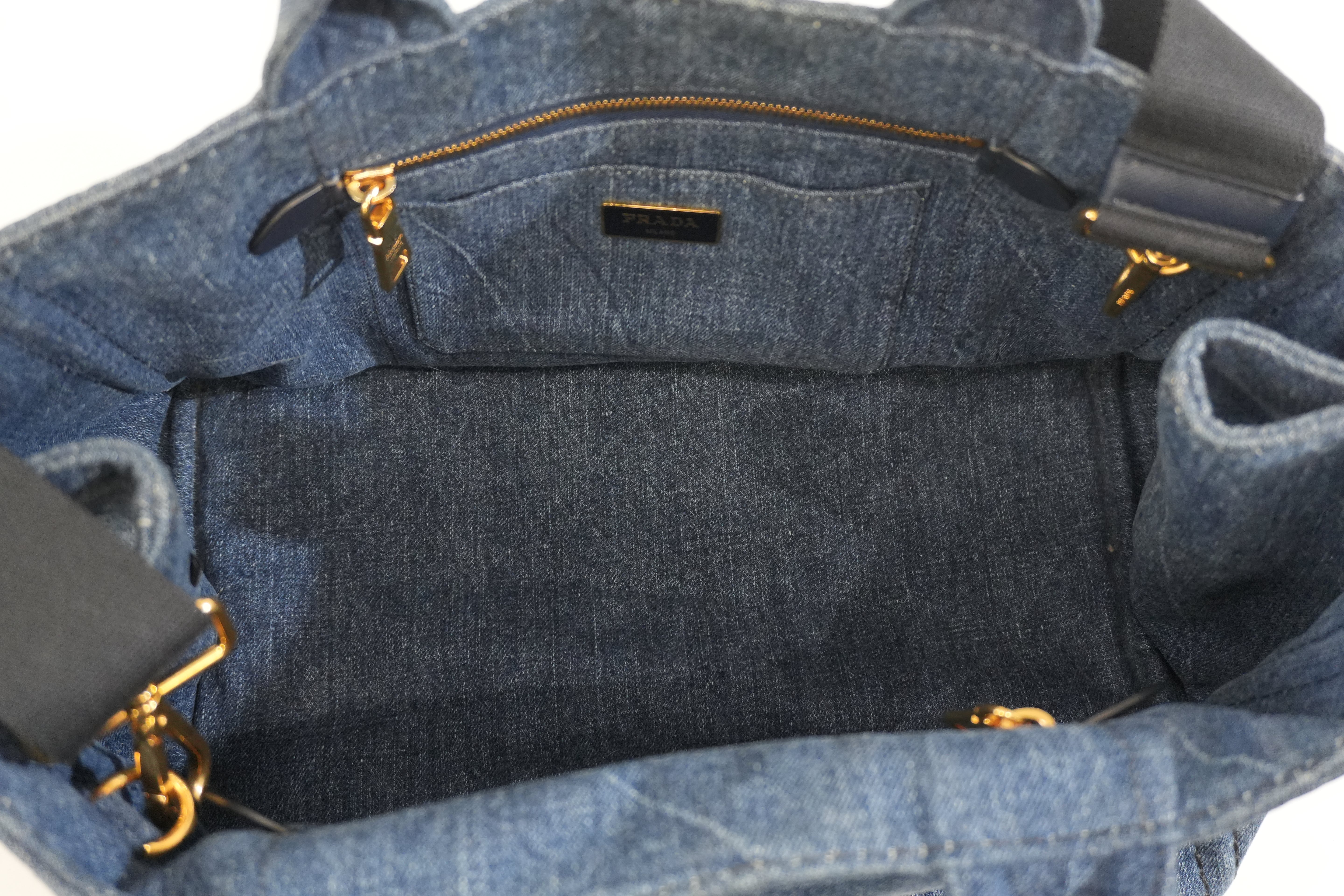 Pre-owned Prada Two Way Canapa Shoulder Bag Denim
