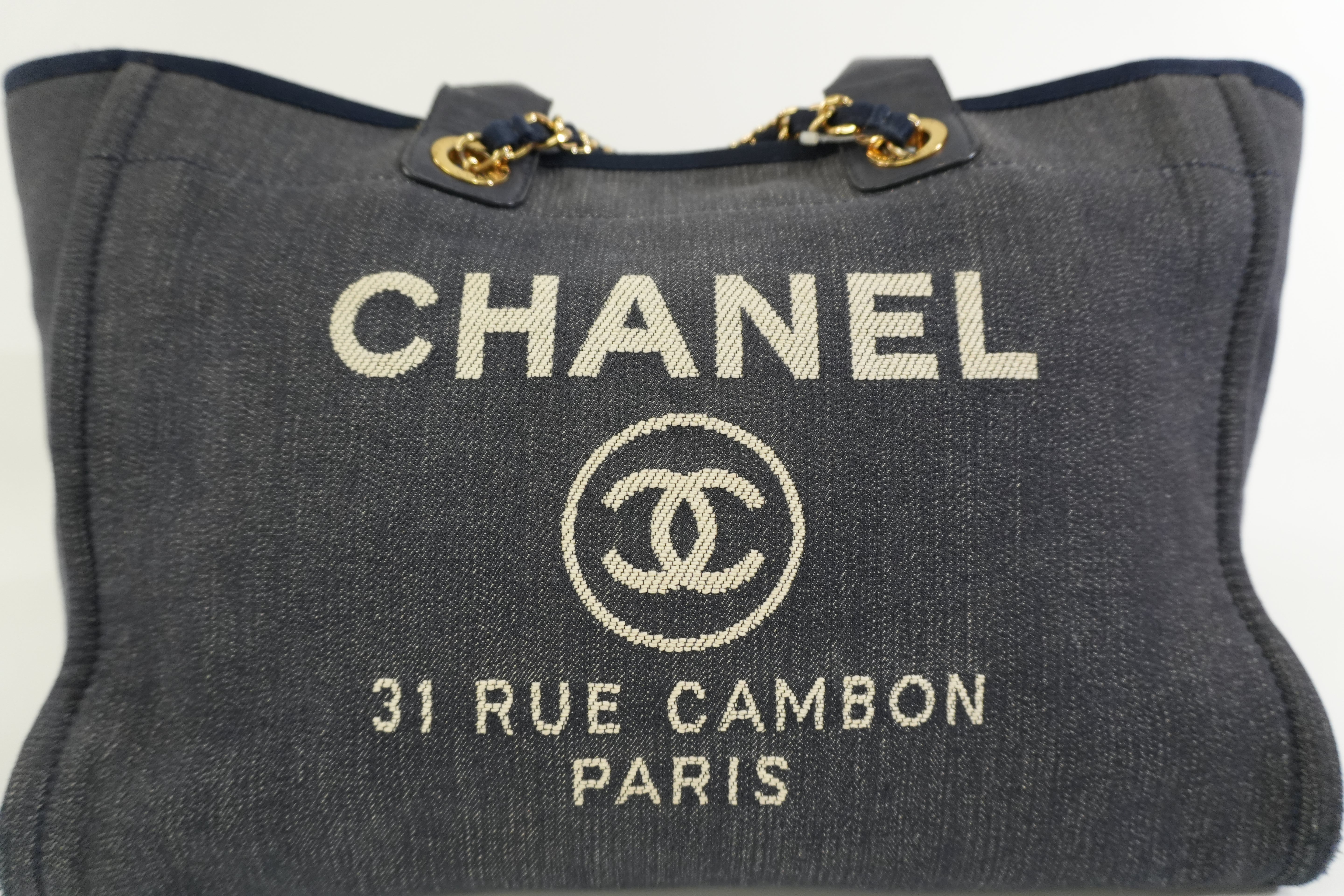 Pre-owned Chanel Deauville Tote Bag Blue Denim