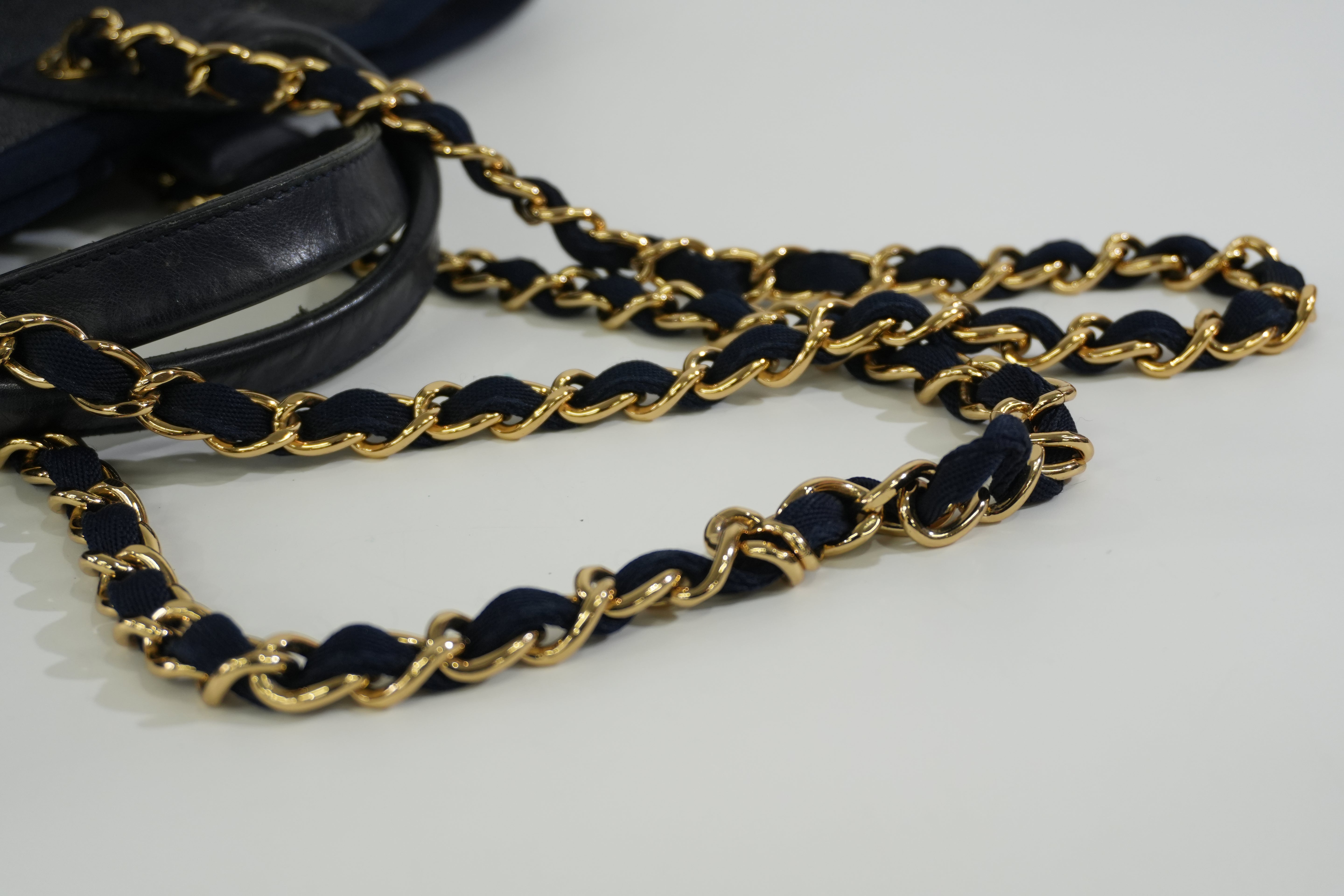 Pre-owned Chanel Deauville Tote Bag Blue Denim