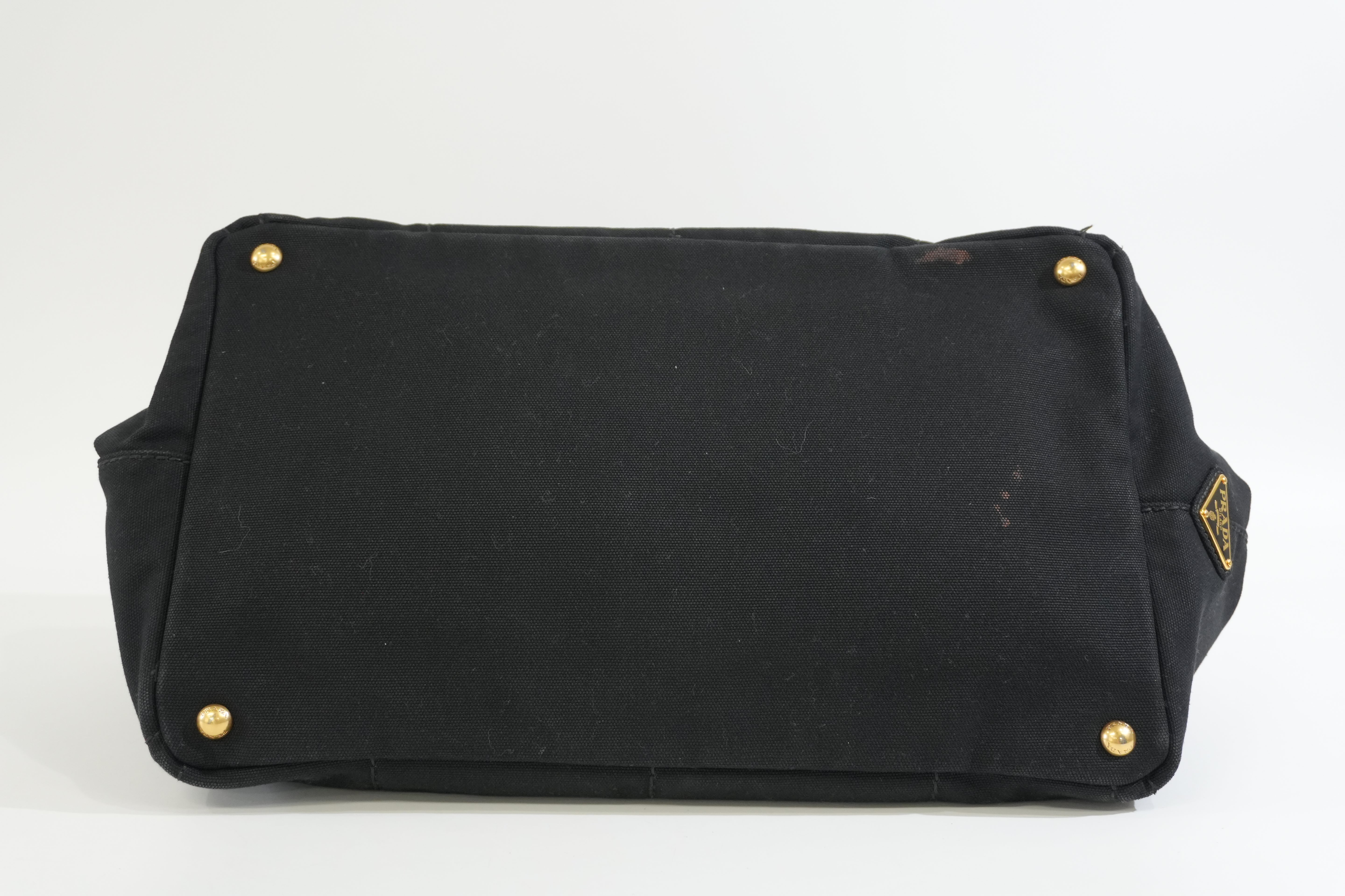 Pre-owned Prada Canapa Enil Tan Handbag Black