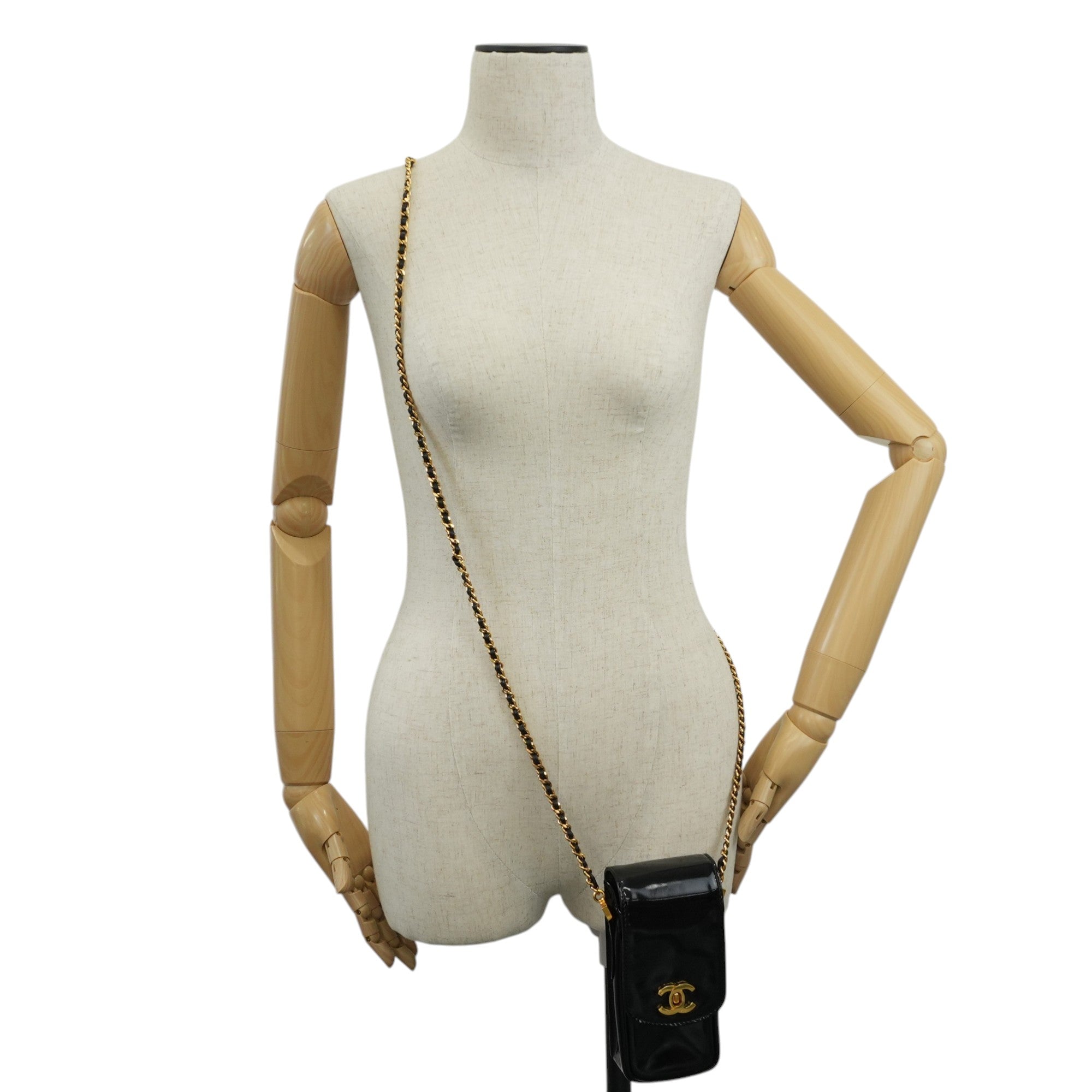 Chanel Coco Mark Chain Shoulder Bag Black Used