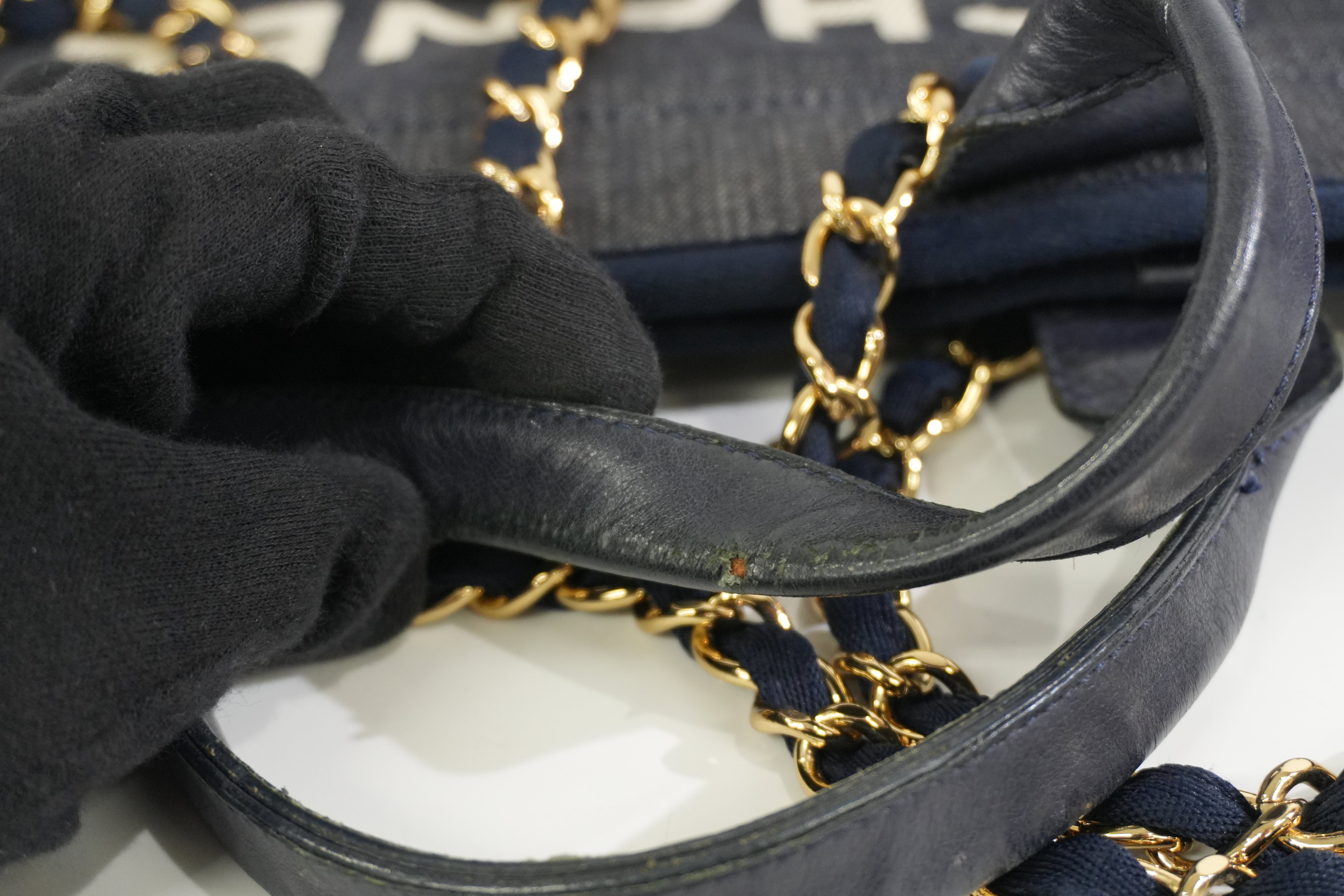 Pre-owned Chanel Deauville Tote Bag Blue Denim