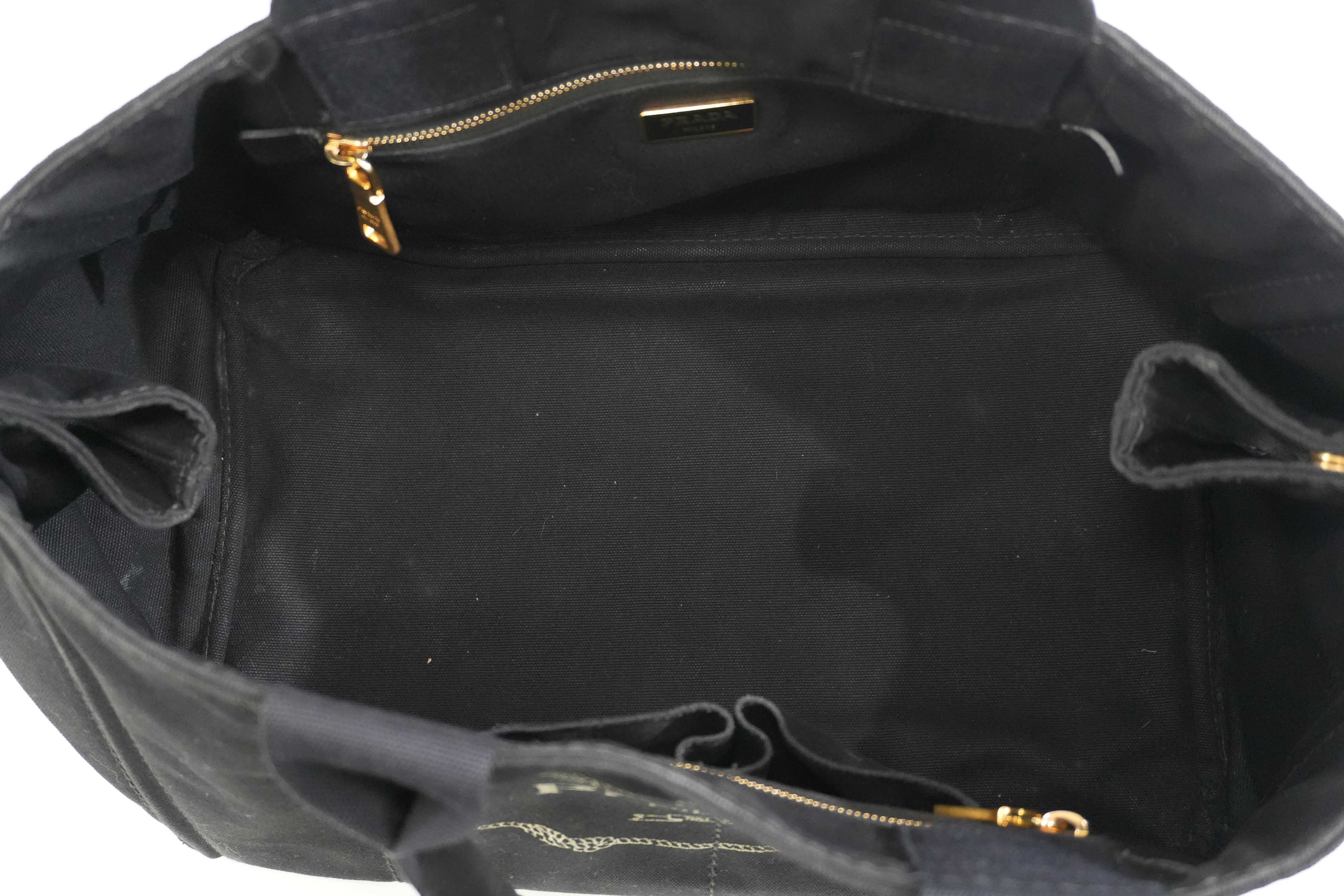 Pre-owned Prada Canapa Enil Tan Handbag Black
