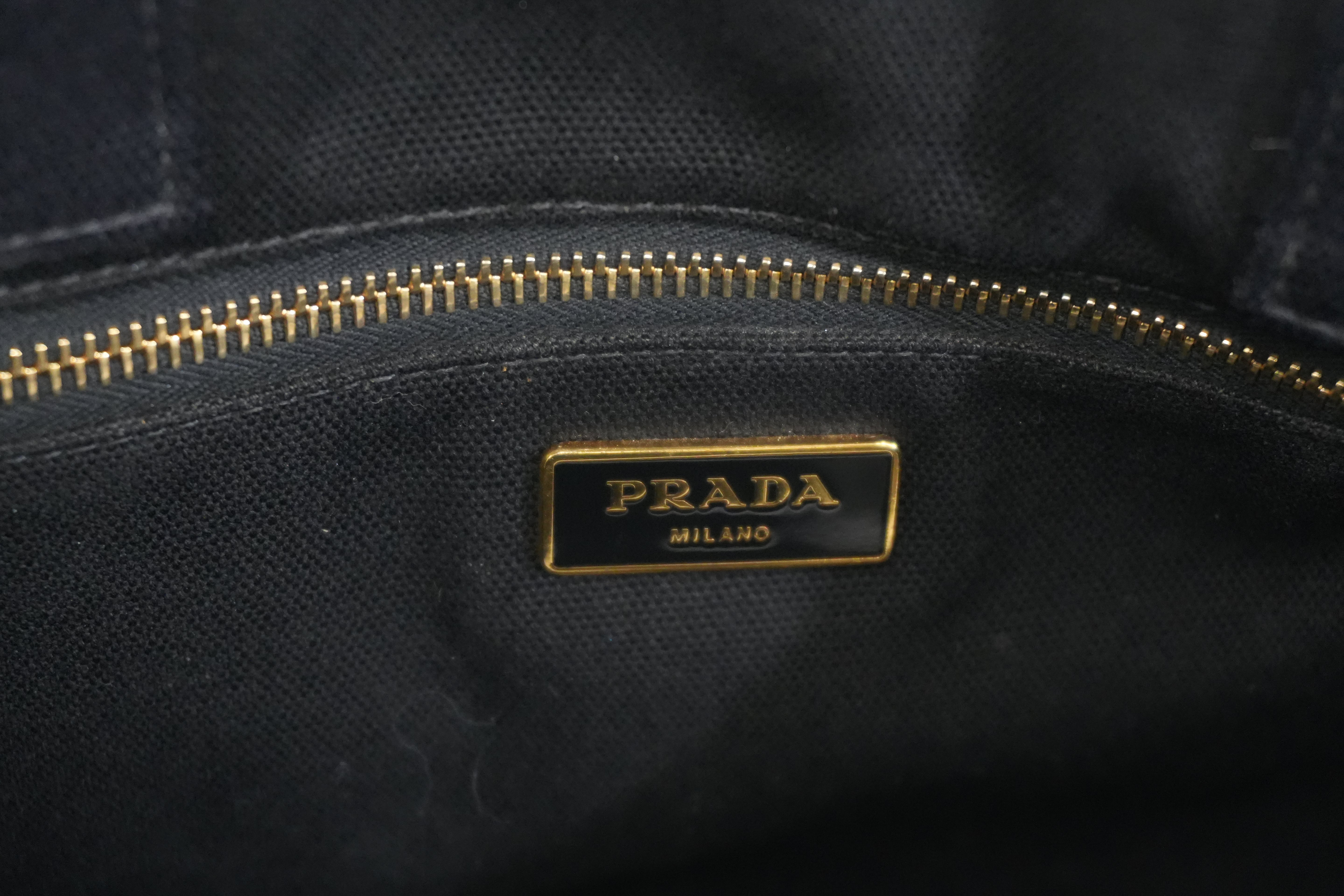 Pre-owned Prada Canapa Enil Tan Handbag Black