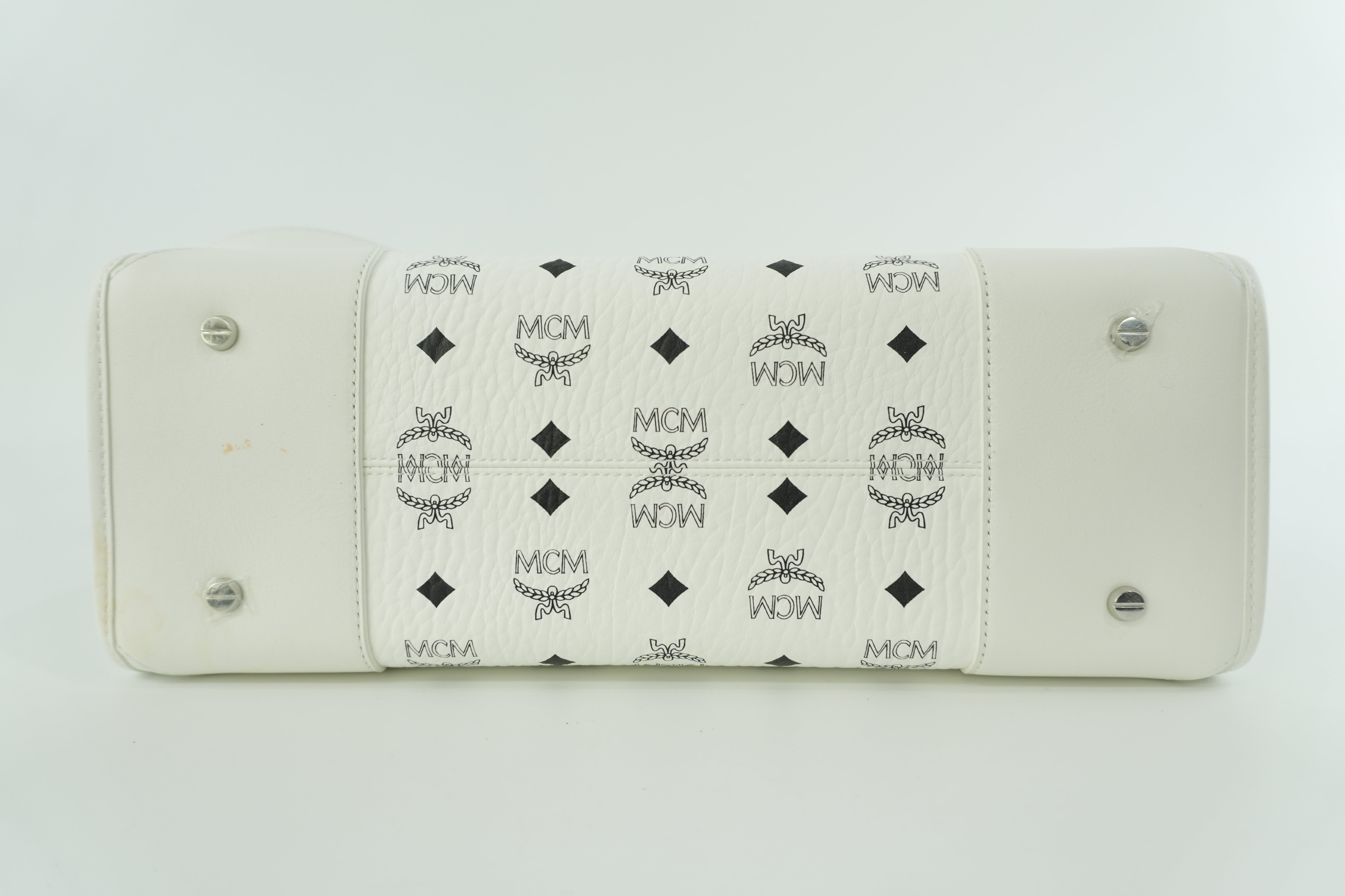 MCM Two Way Tote Bag White Used