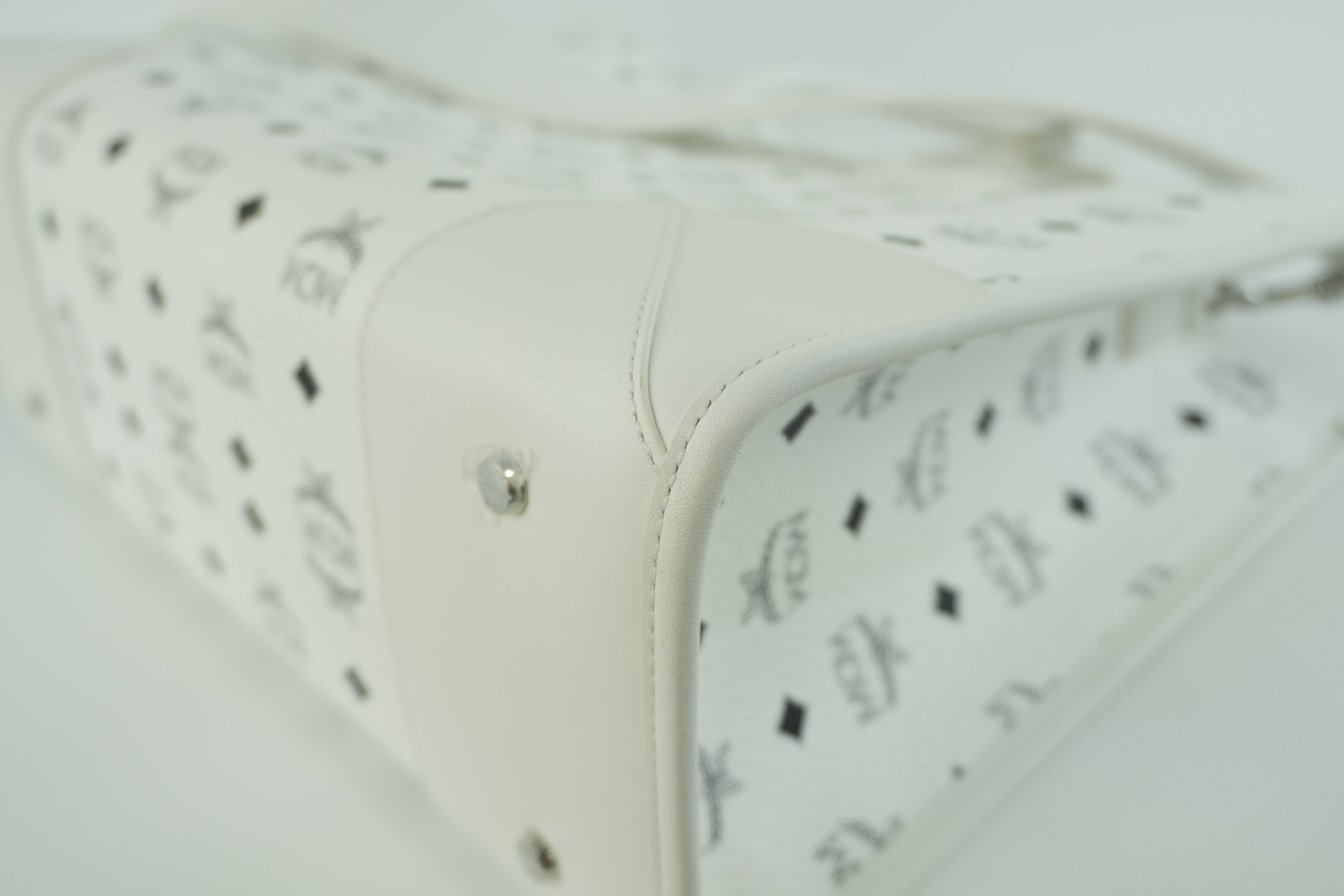 MCM Two Way Tote Bag White Used