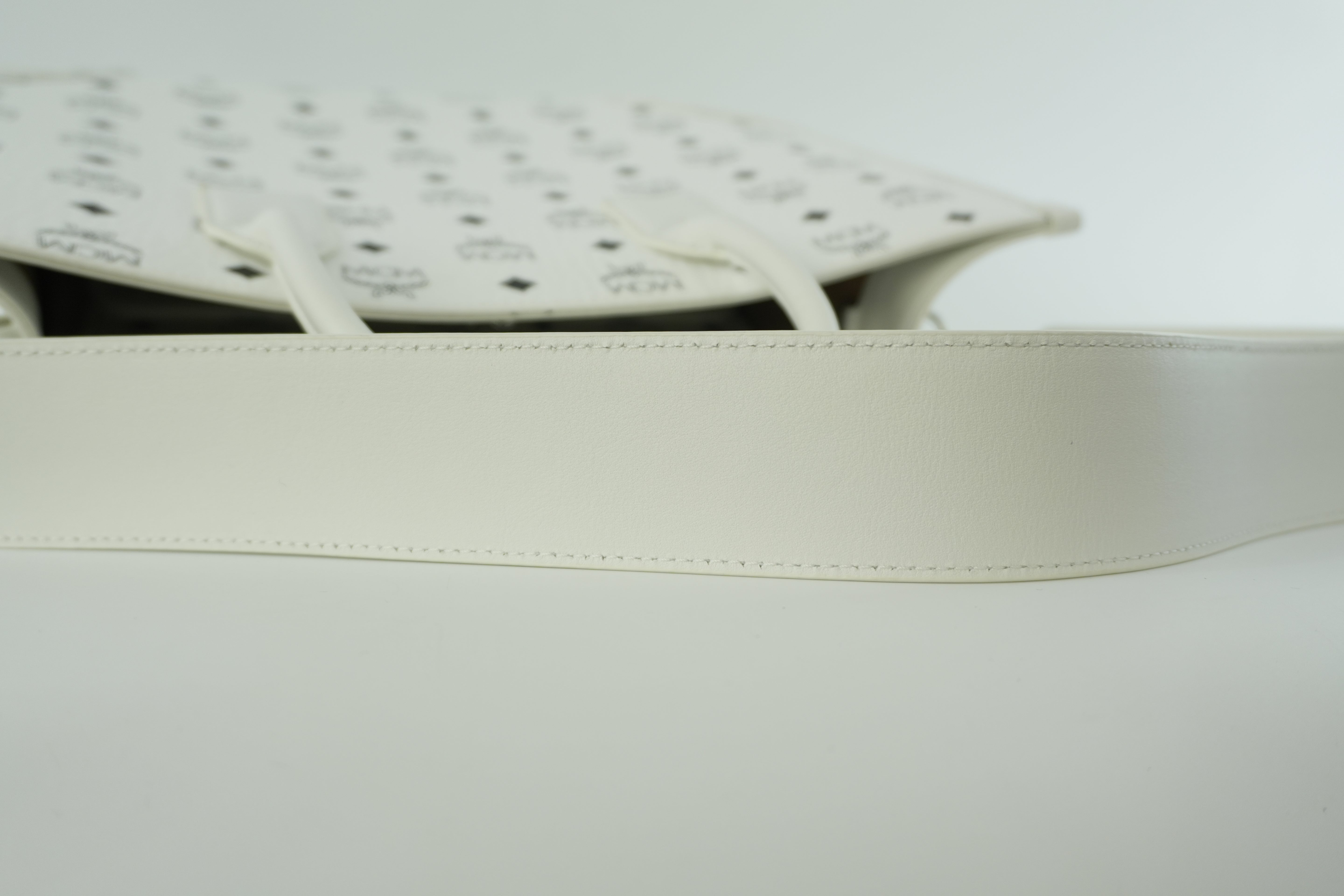 MCM Two Way Tote Bag White Used