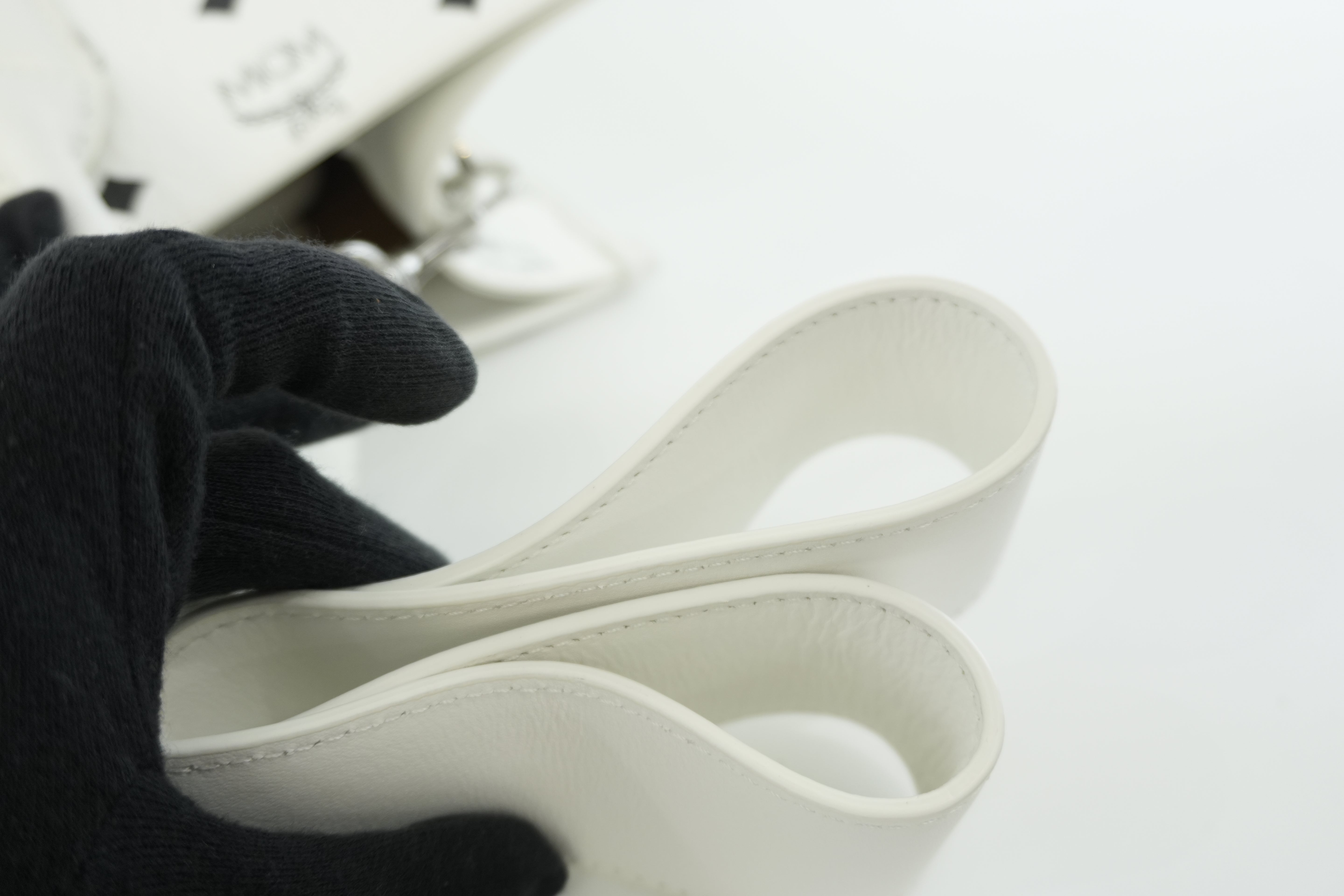 MCM Two Way Tote Bag White Used