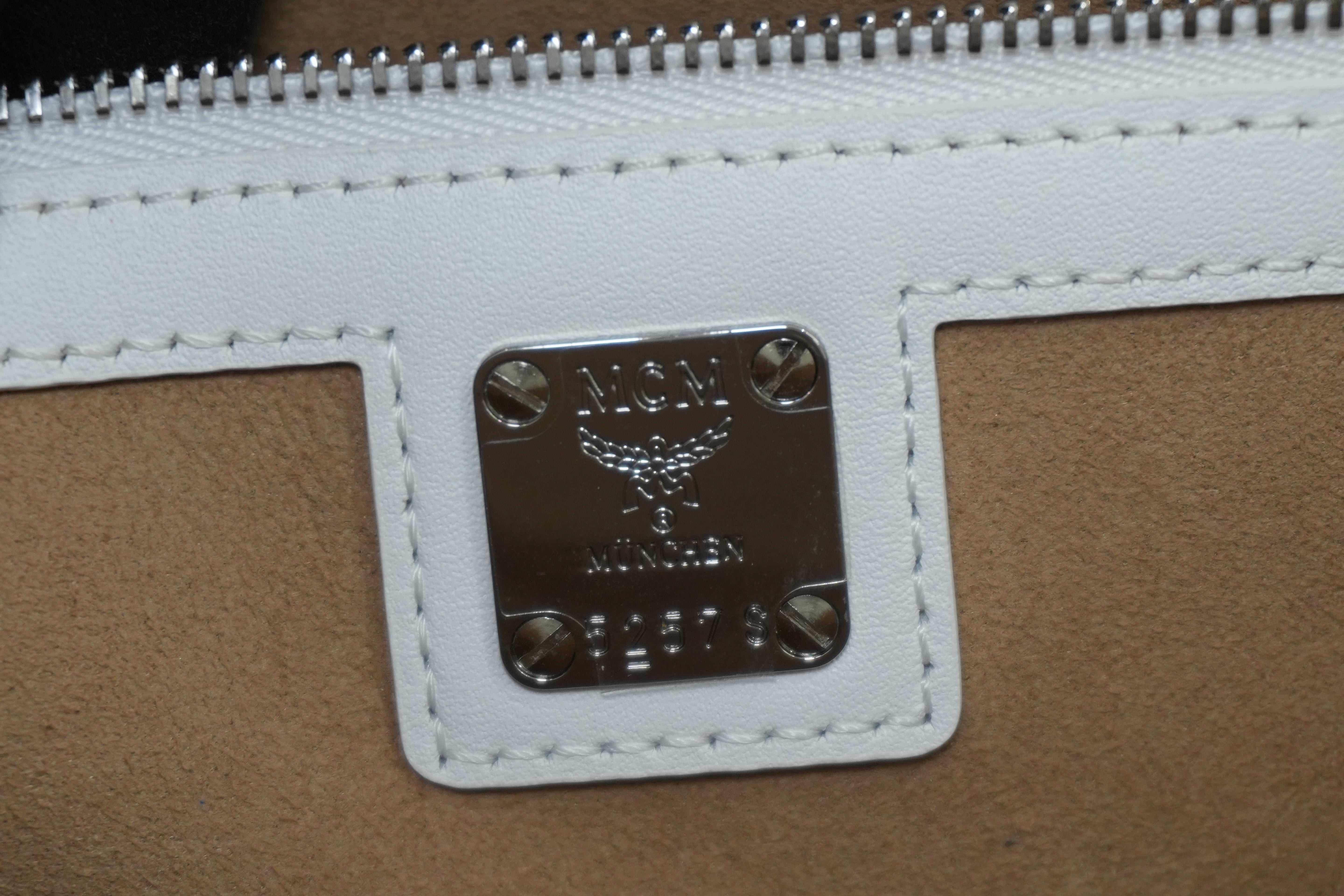 MCM Two Way Tote Bag White Used