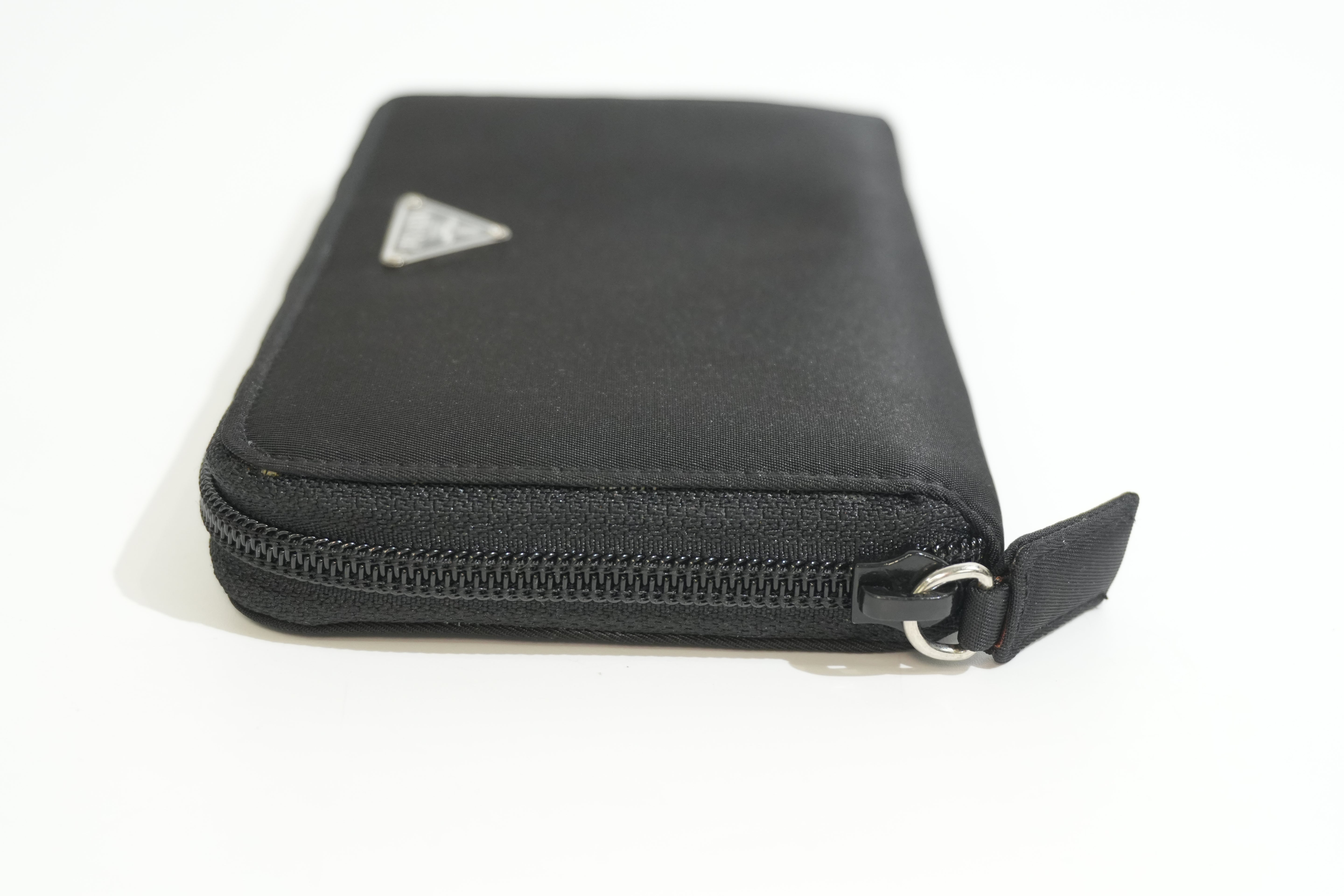 Pre-owned Prada Nylon Zippy Long Wallet Black