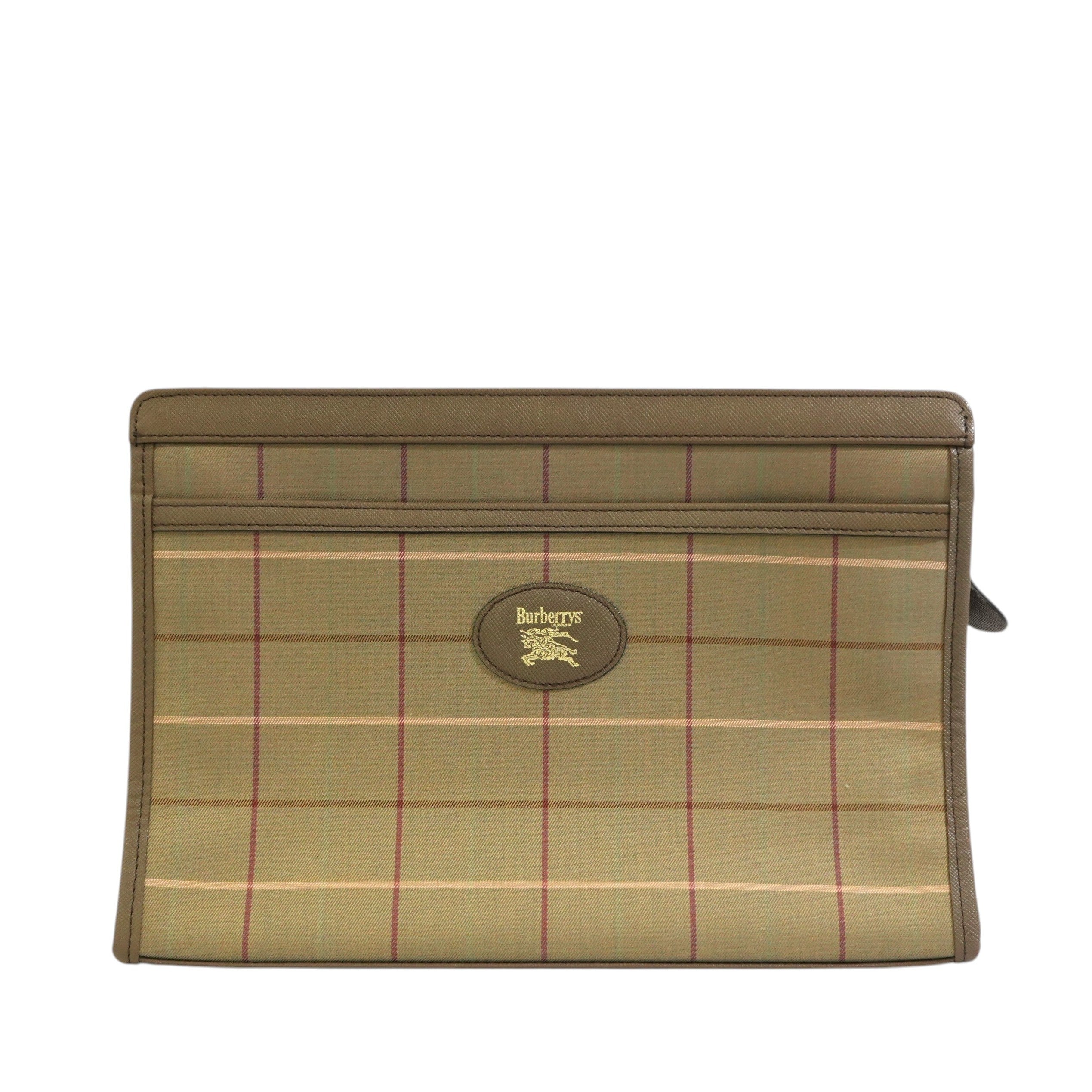 Pre-owned Burberry Nova Check Clutch Bag Green