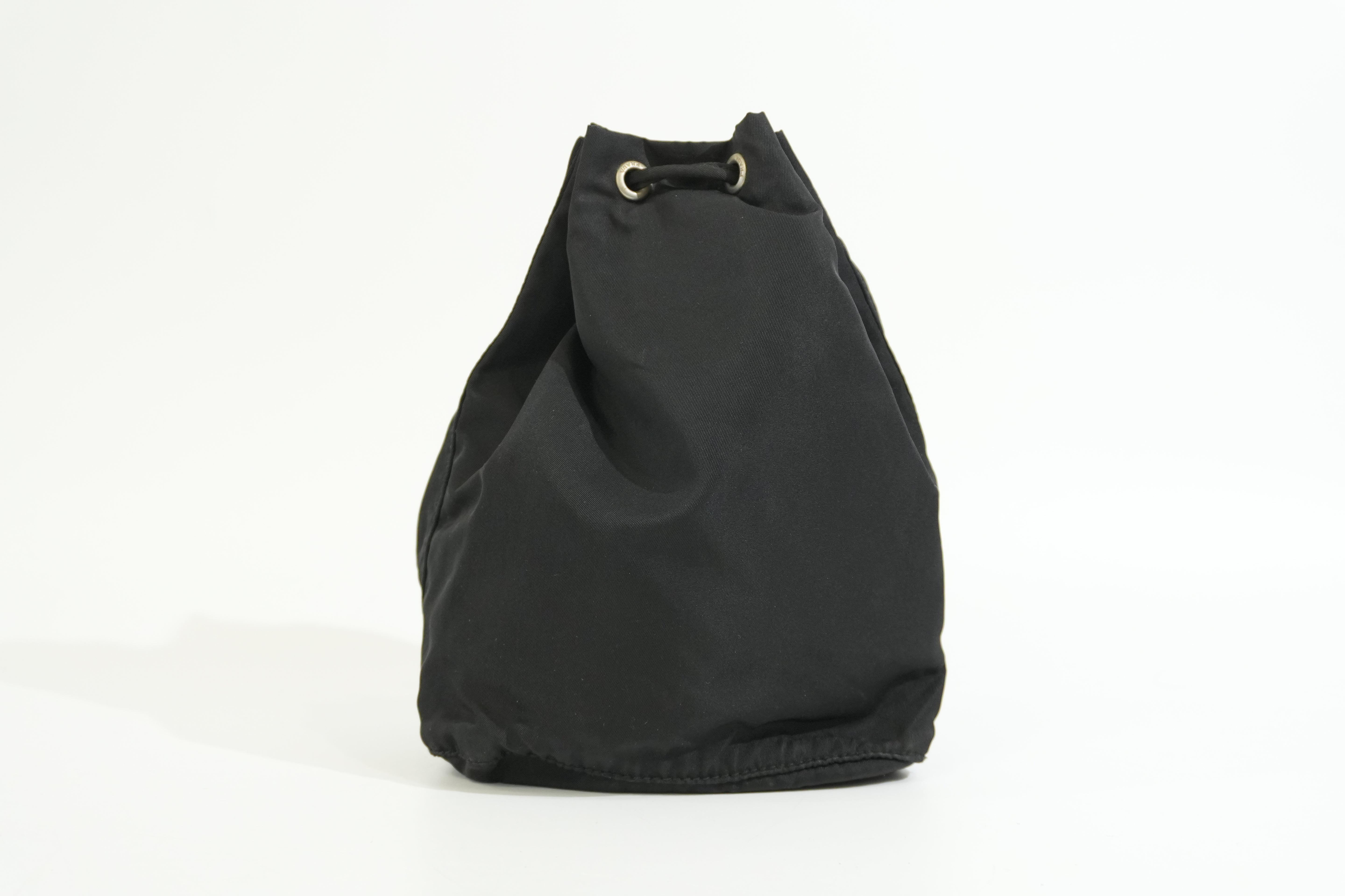 Pre-owned Prada Drawstring Bucket Style Pouch Black