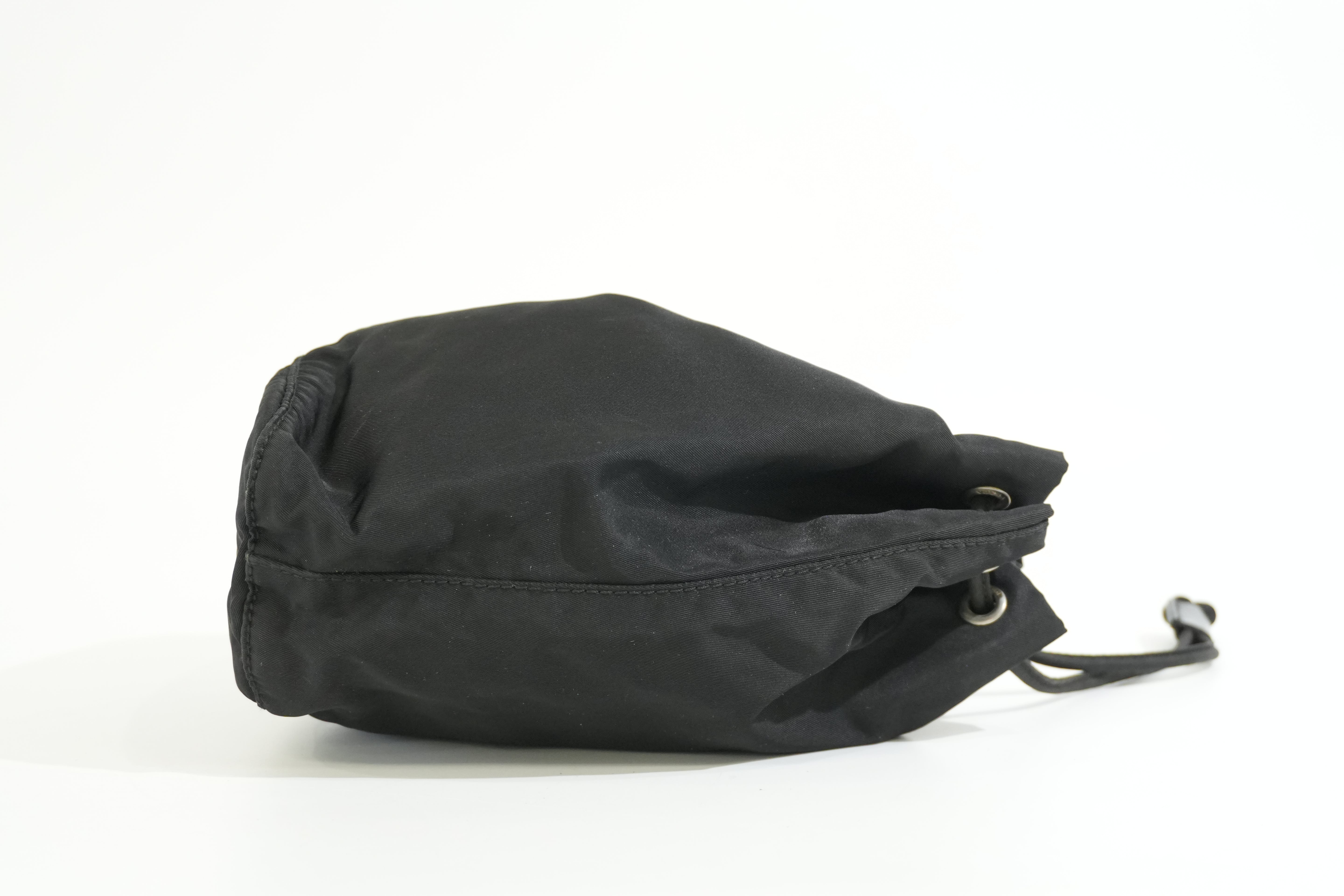 Pre-owned Prada Drawstring Bucket Style Pouch Black