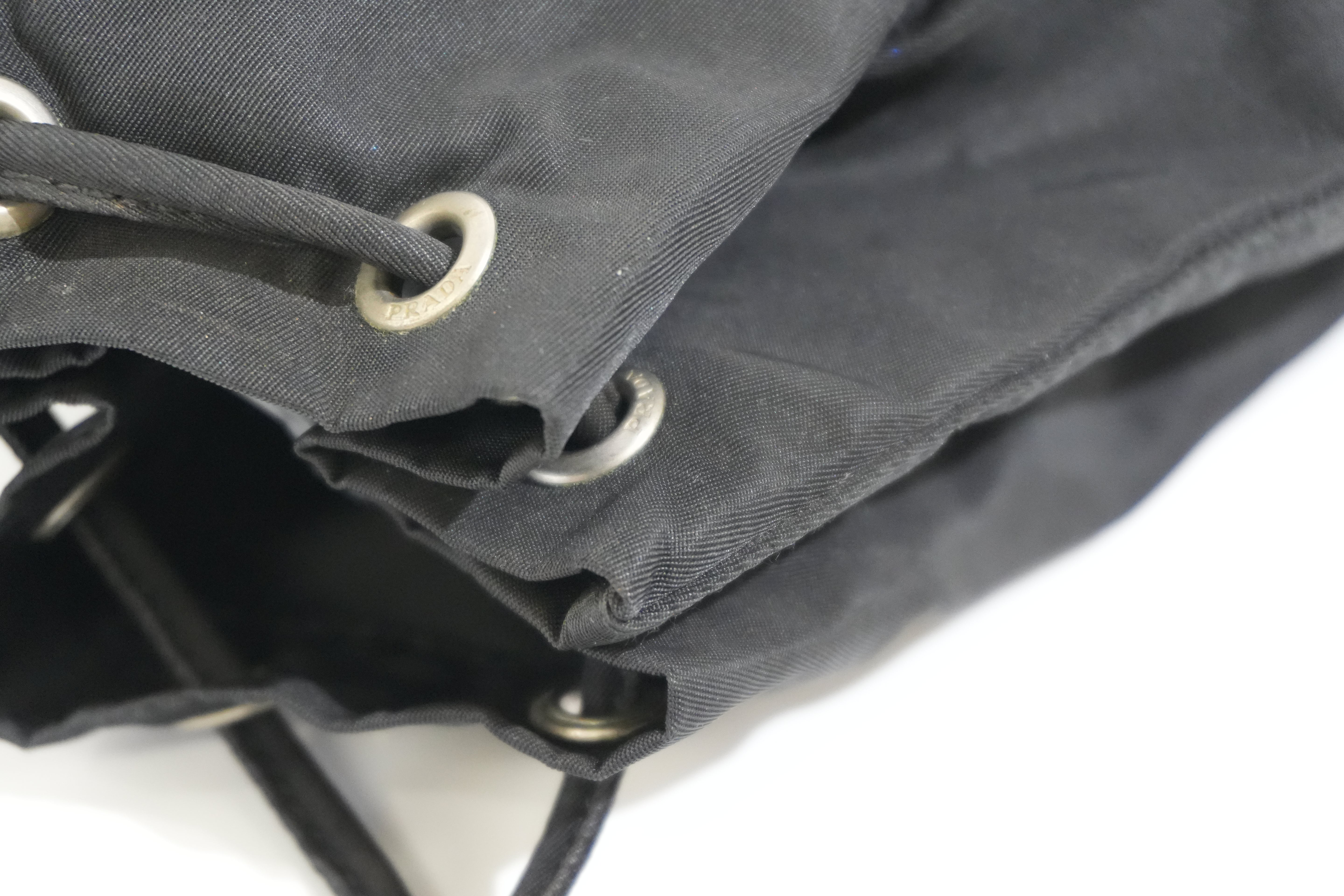 Pre-owned Prada Drawstring Bucket Style Pouch Black