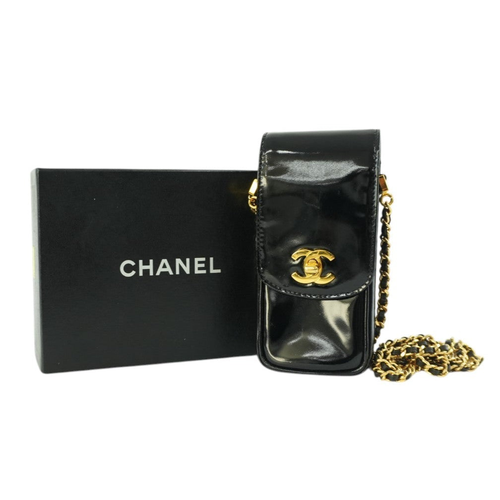 Chanel Coco Mark Chain Shoulder Bag Black Used