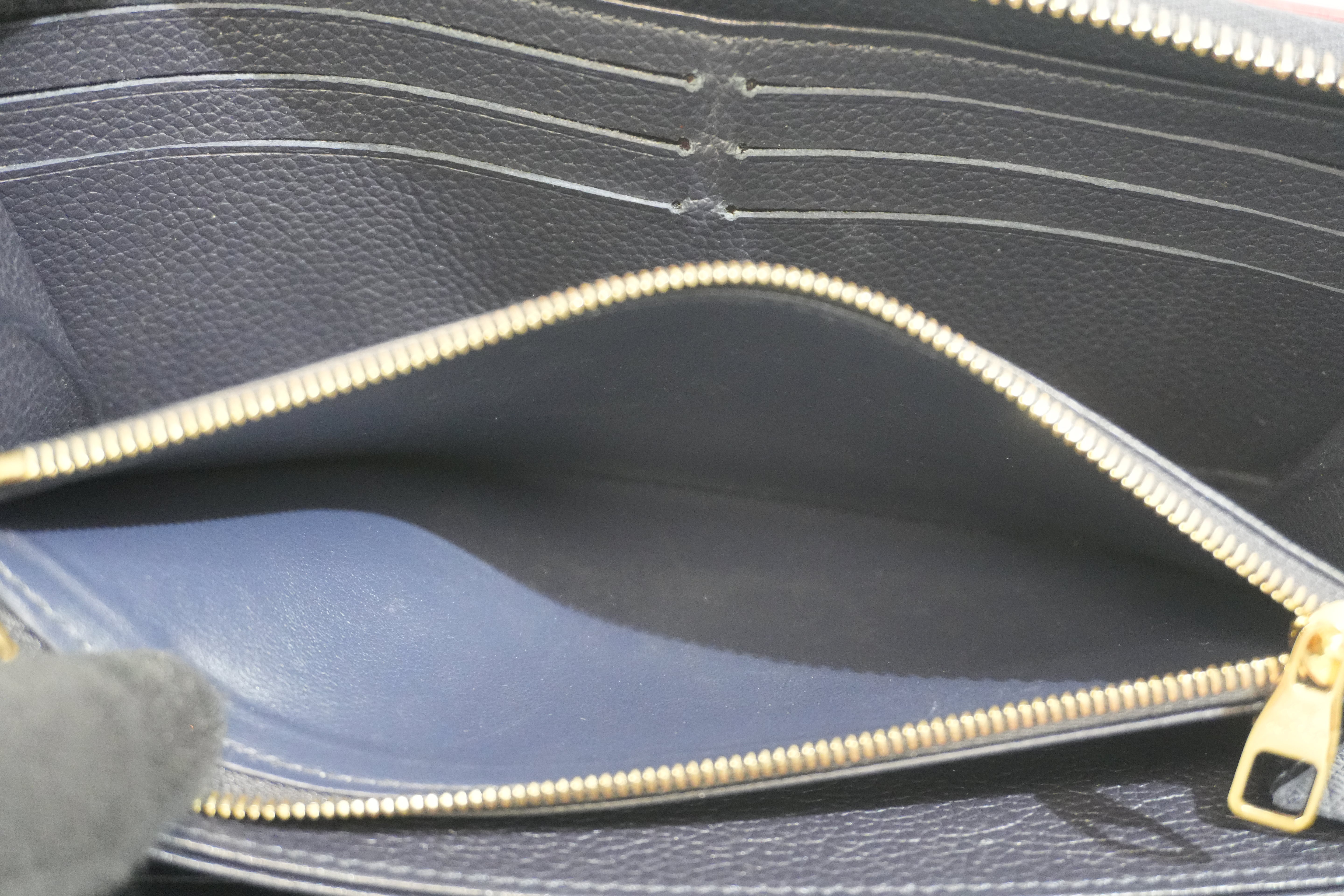 Pre-owned Louis Vuitton Leather Empriente Zippy Long Wallet Navy Blue