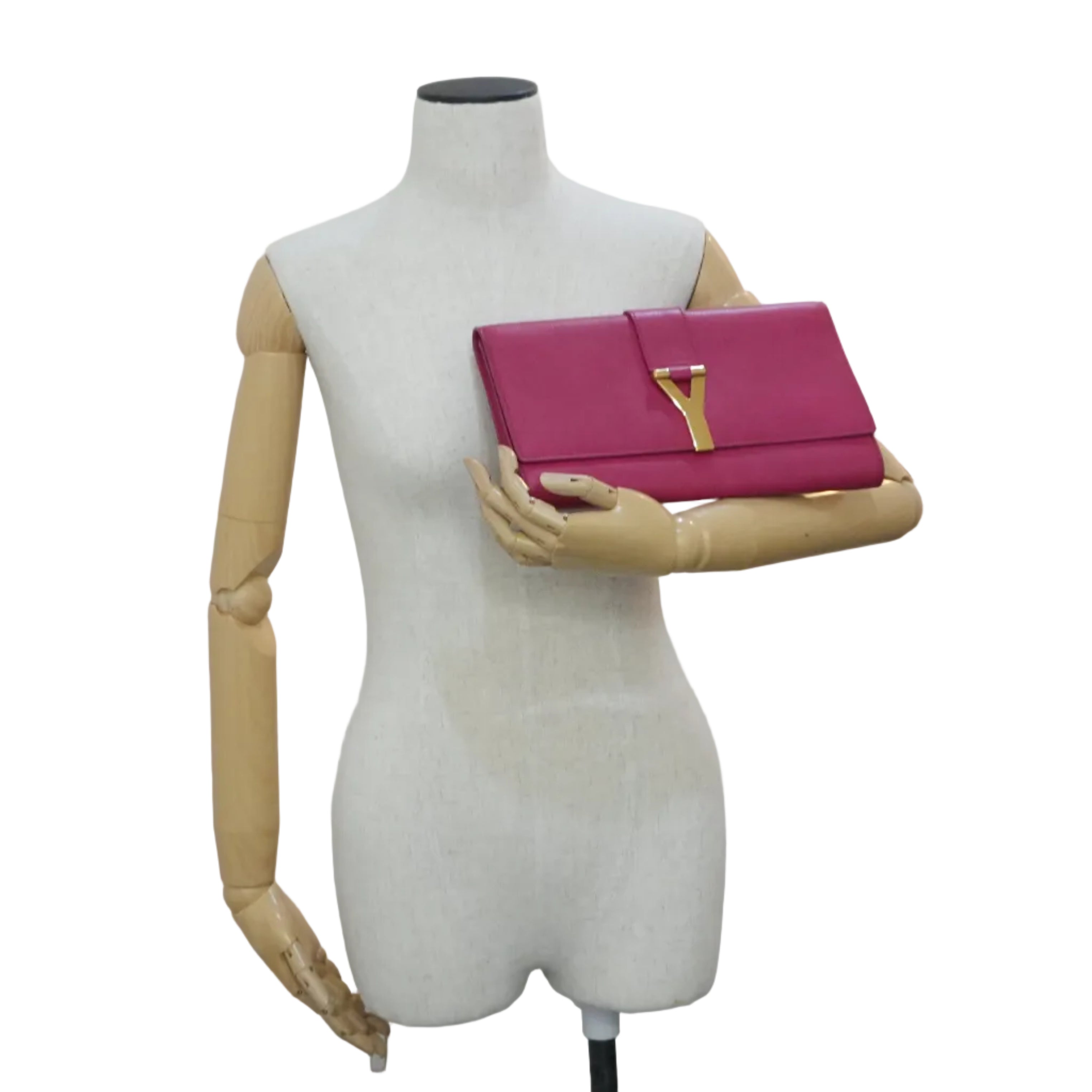 Pre-owned Saint-Laurent Leather Clutch Bag Pink