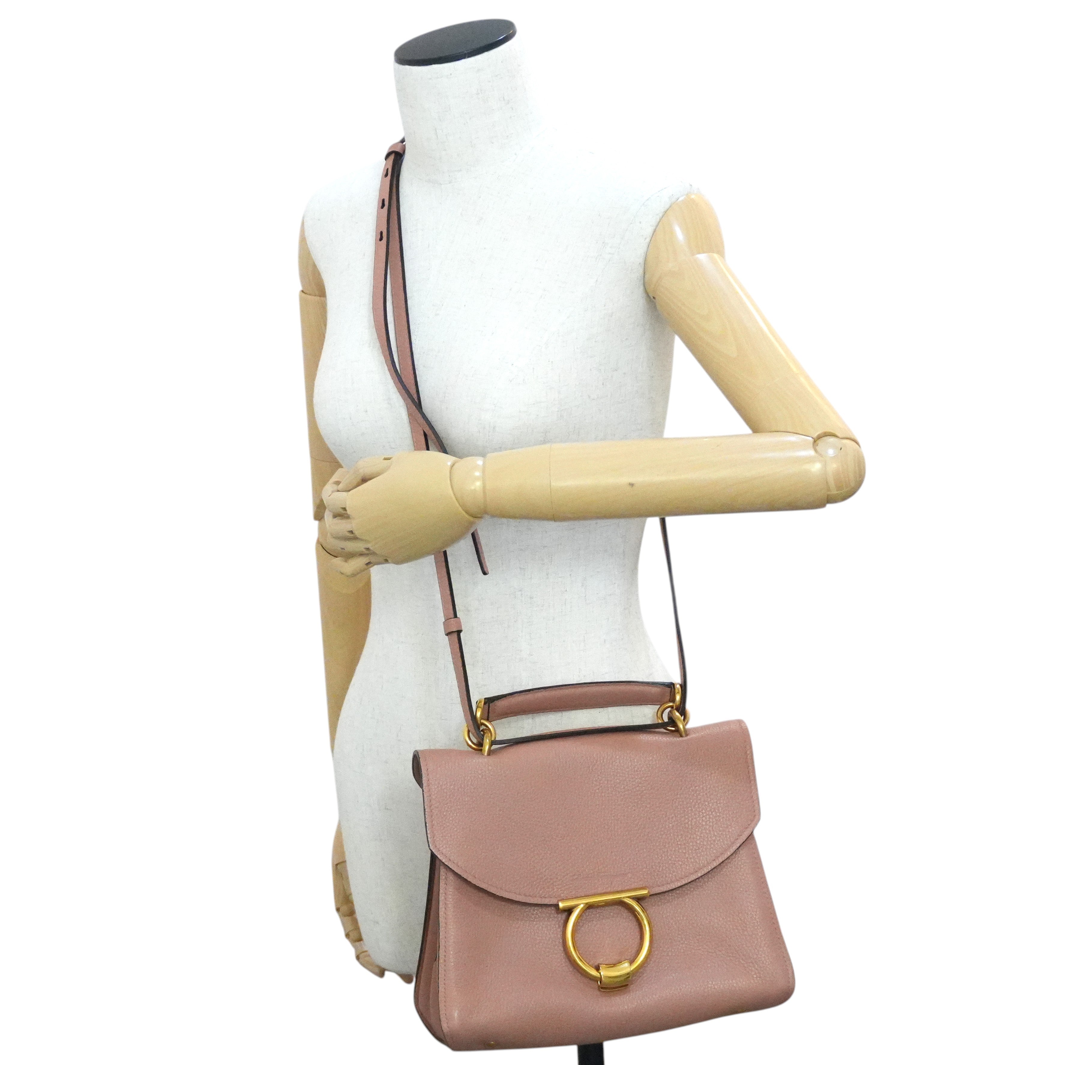 Pre-owned Ferragamo Two Way Shoulder Bag Salmon Pink