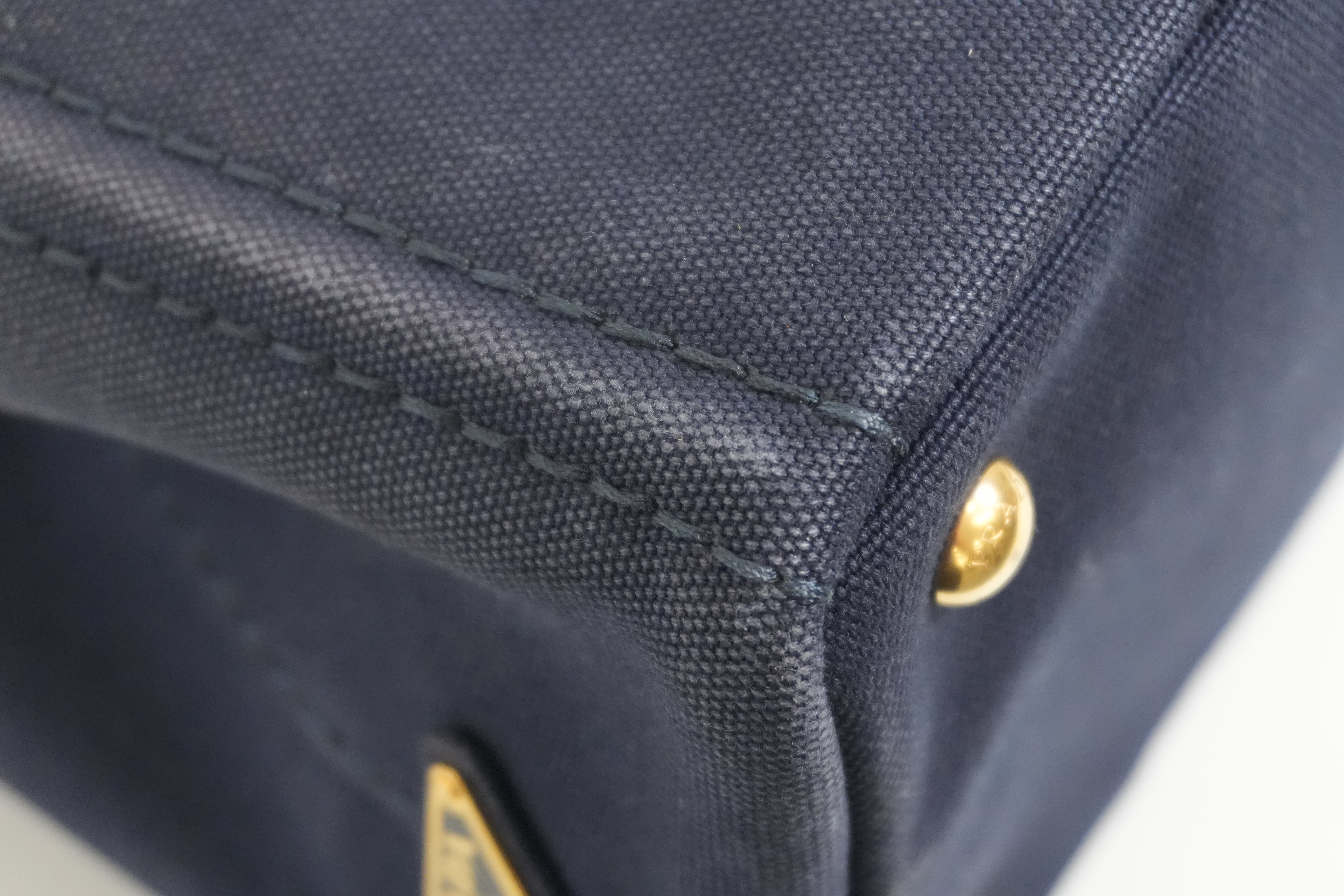 Pre-owned Prada Two Way Canapa Shoulder Navy Blue