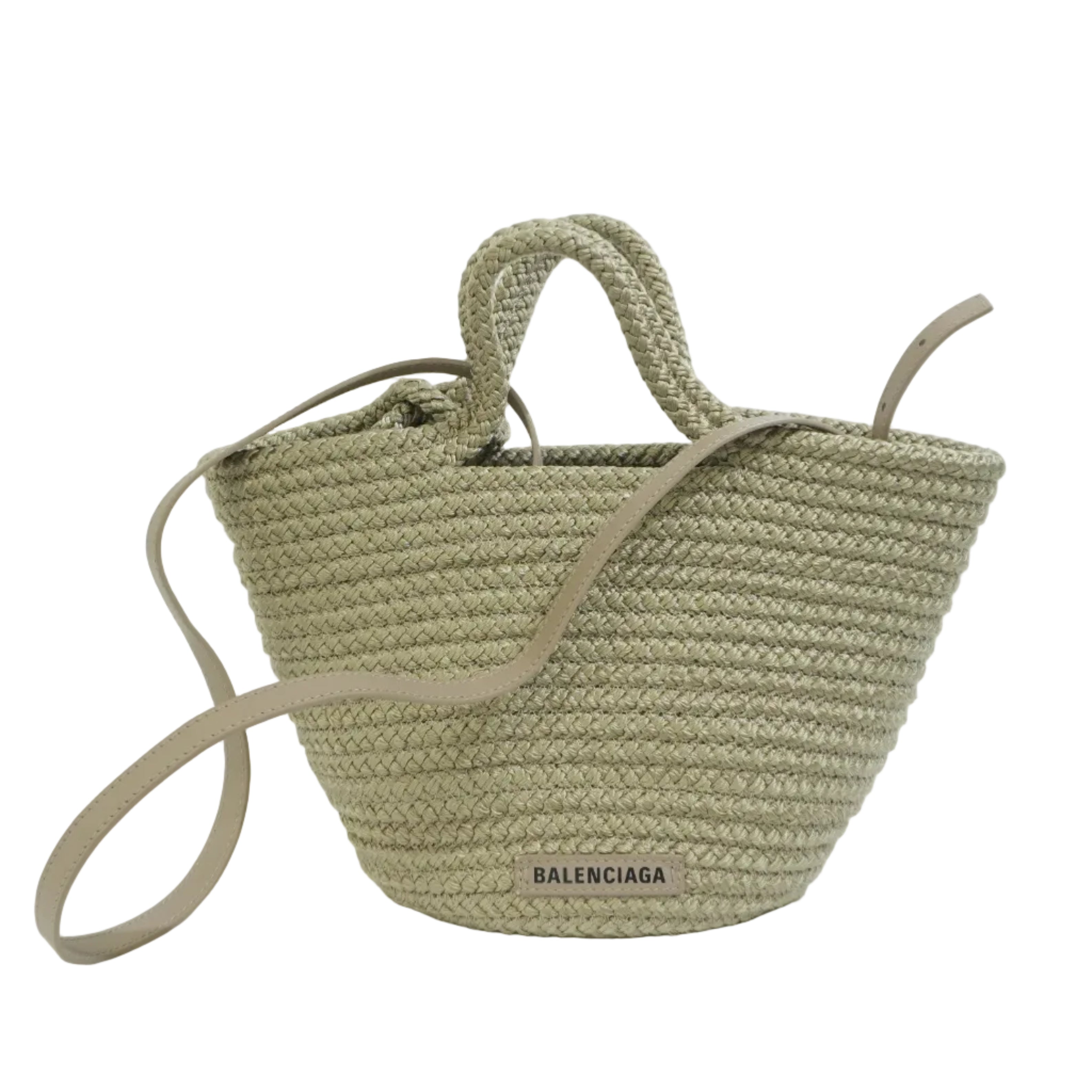 Pre-owned Balenciaga Woven Cord Small Basket Shoulder Bag Brown