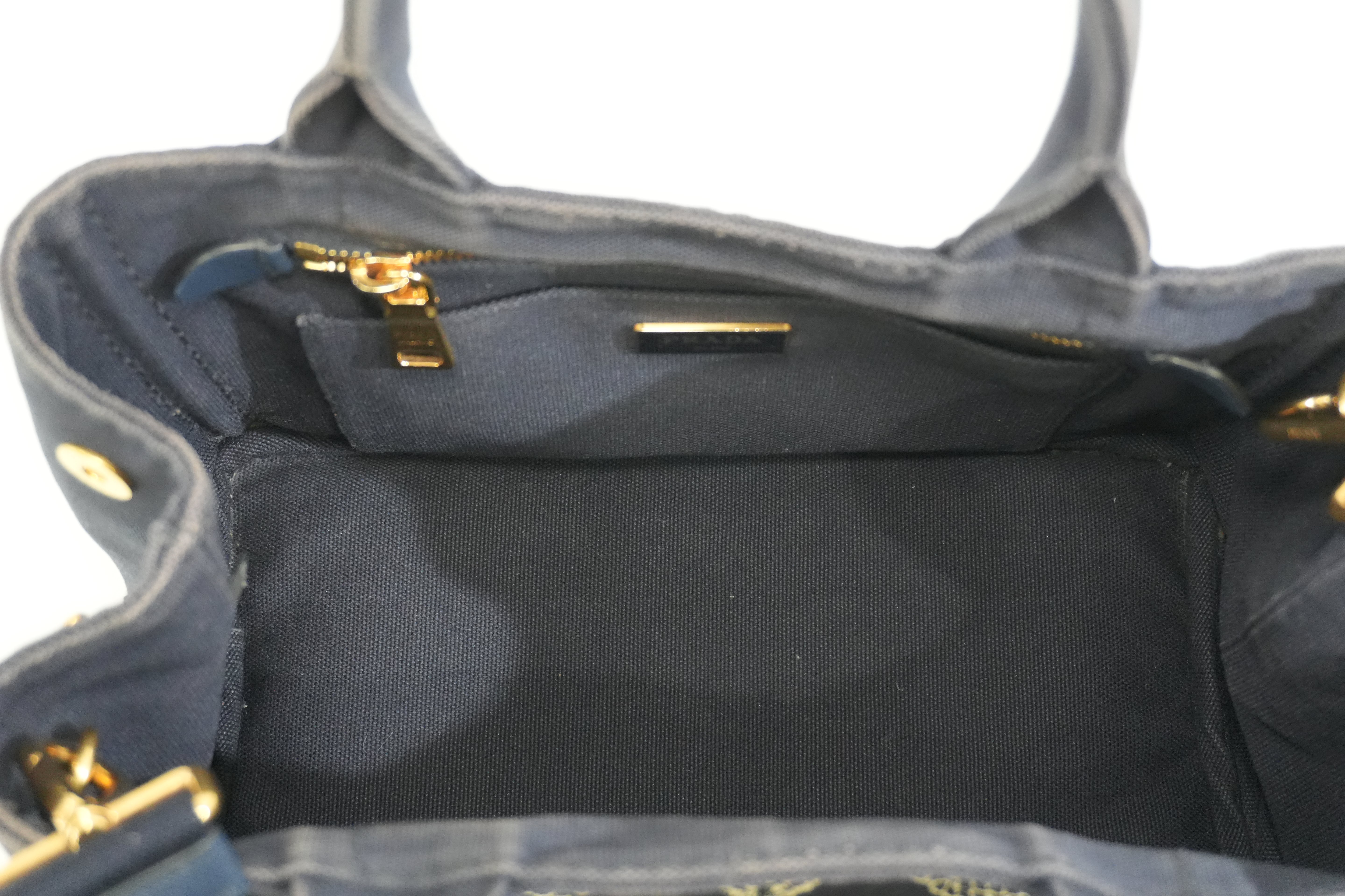 Pre-owned Prada Two Way Canapa Shoulder Navy Blue