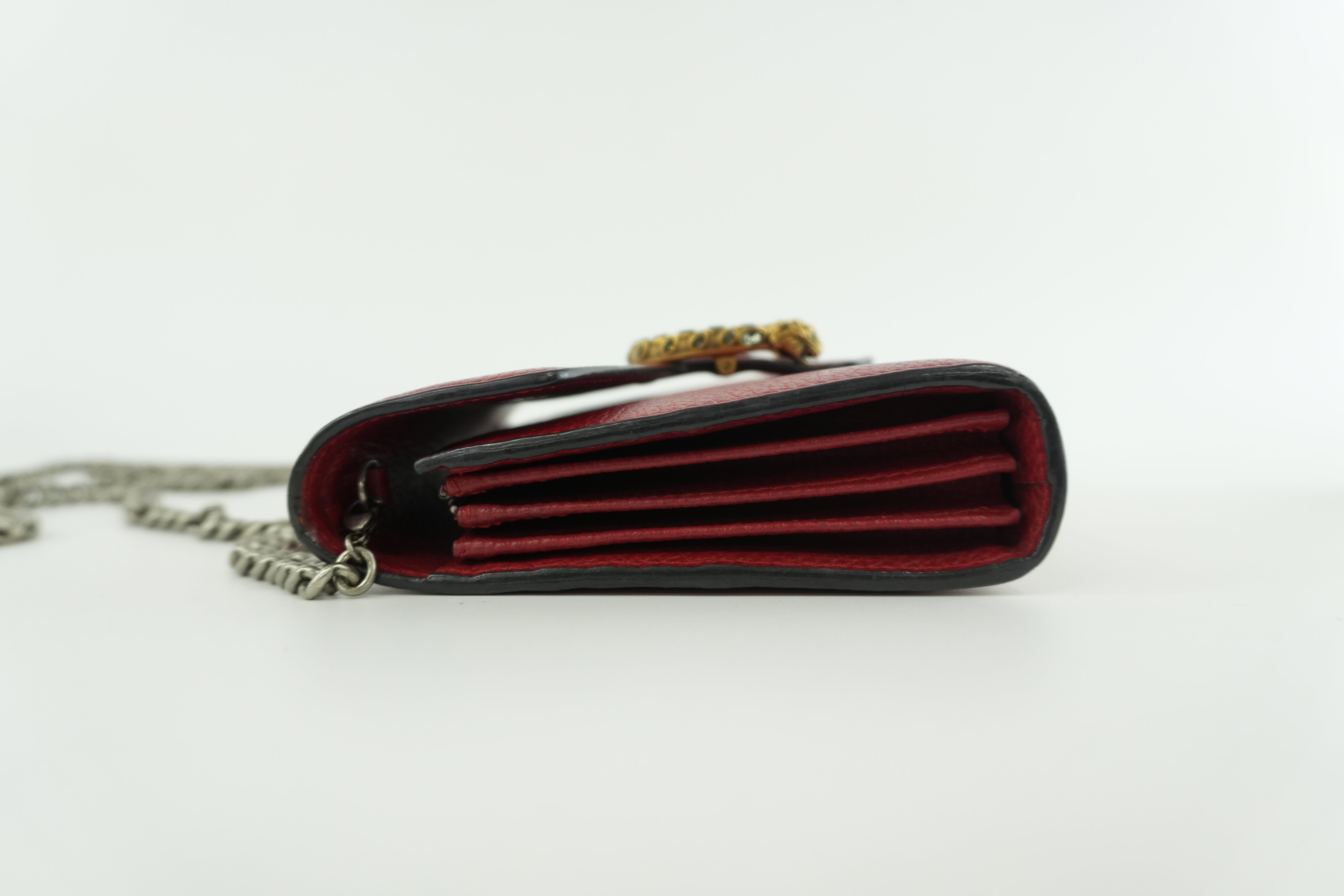 Gucci Dionysus Wallet on Chain Red Used