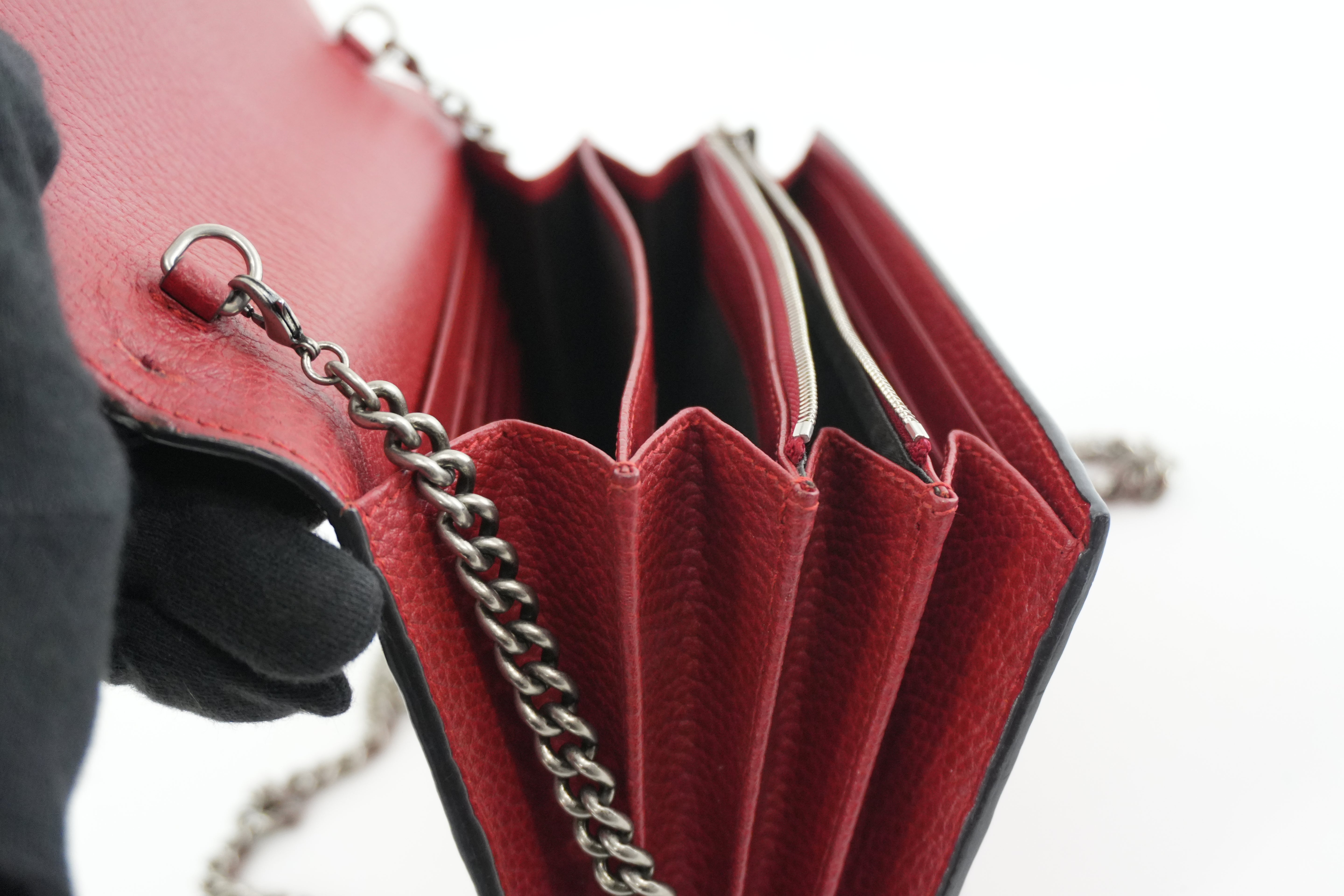 Gucci Dionysus Wallet on Chain Red Used