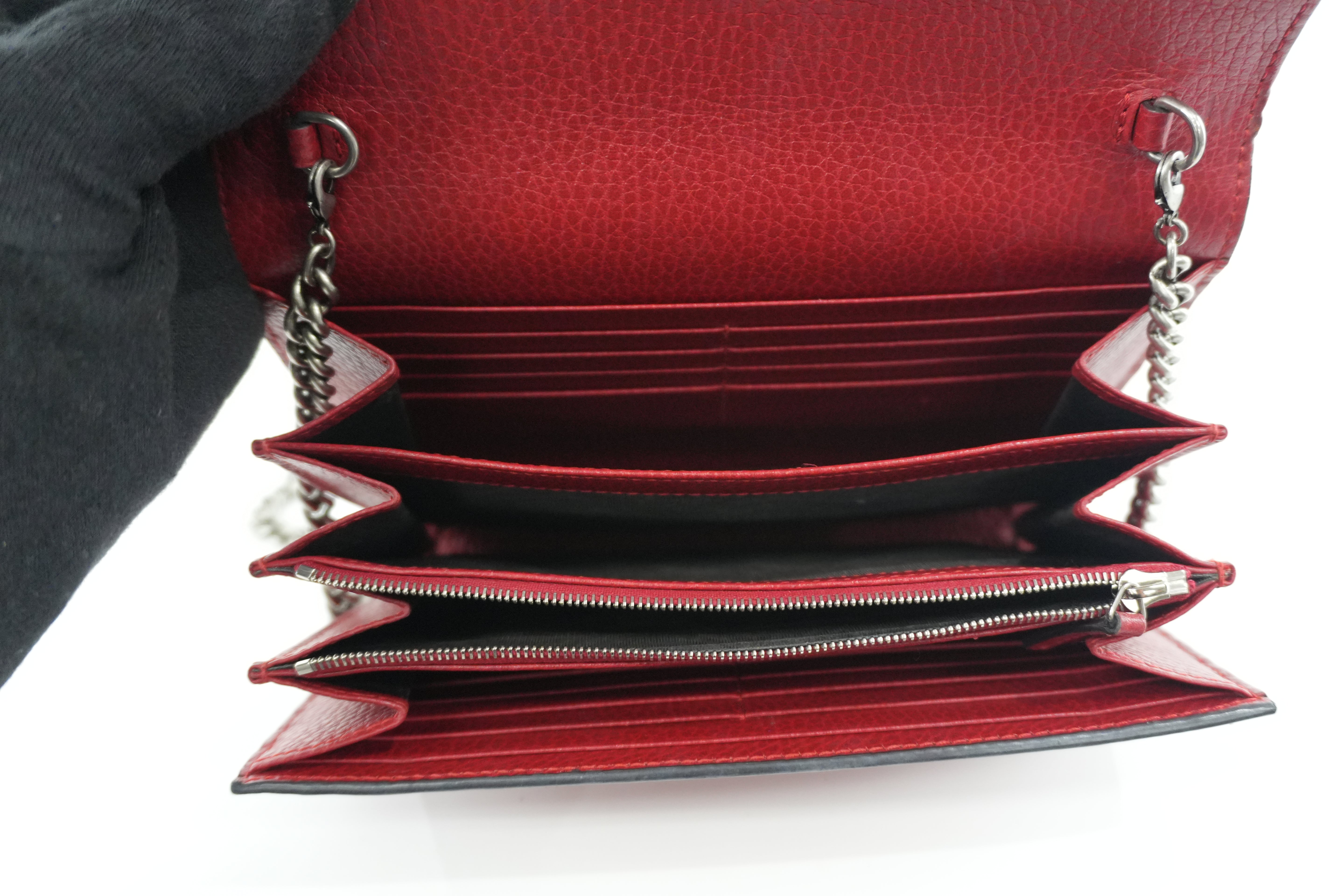 Gucci Dionysus Wallet on Chain Red Used