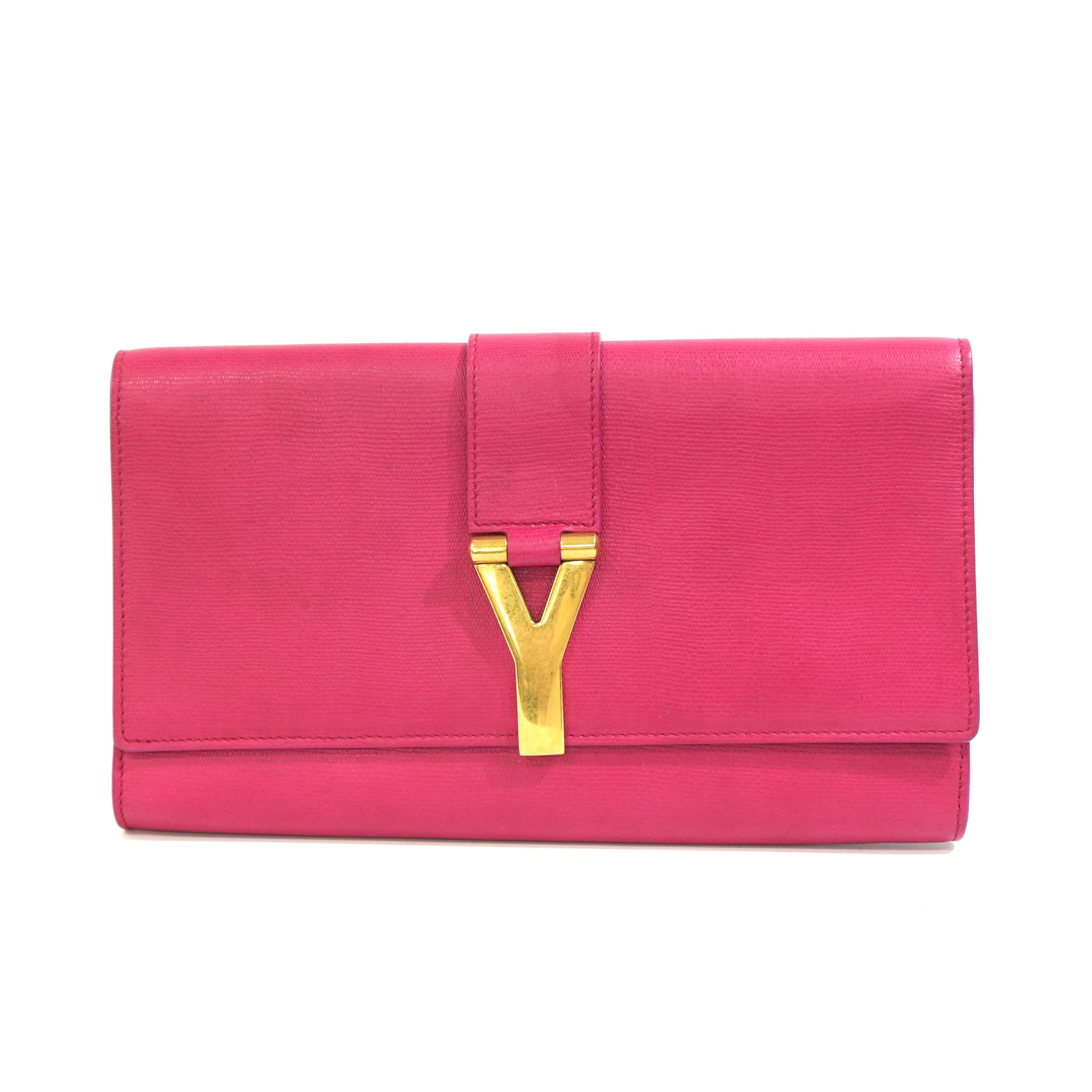 Pre-owned Saint-Laurent Leather Clutch Bag Pink